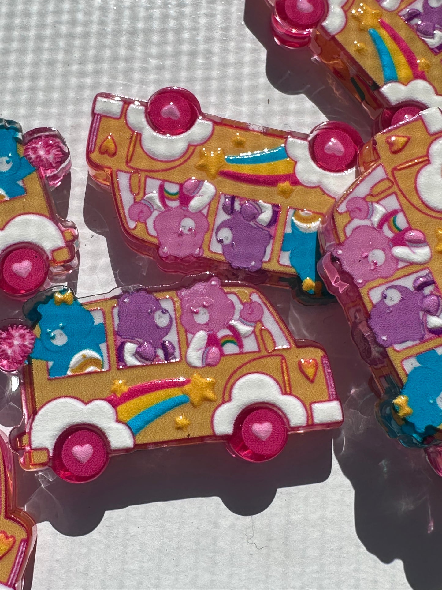 Bears in a school bus acrylic focal bead- set of 2/ focal bead/ pen beading / keychain bead/ Colorful van