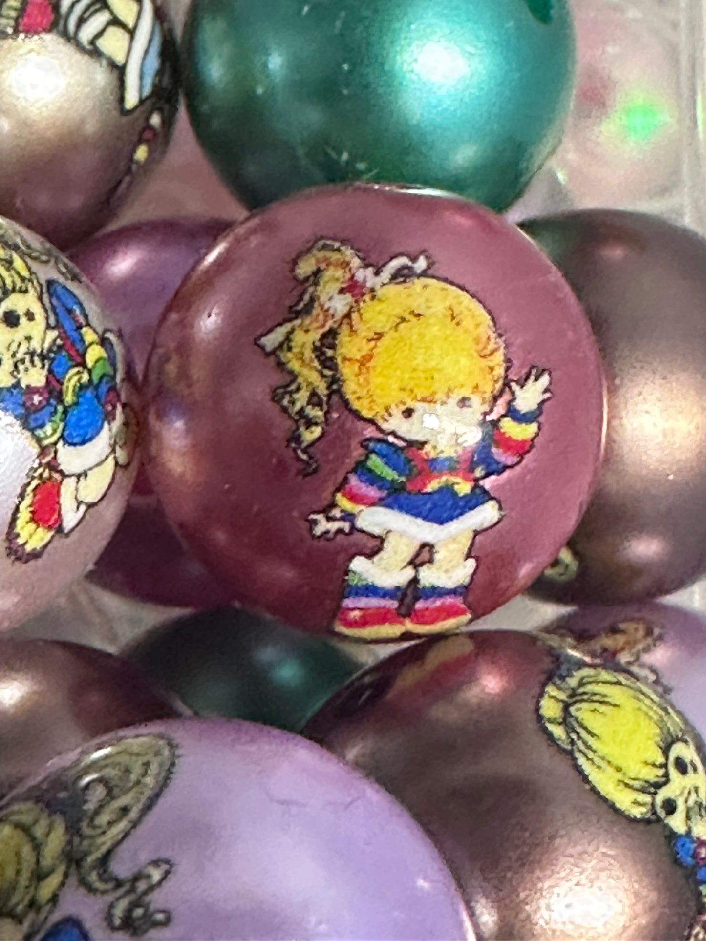 Ten (10) colorful brite little girl beads/ round shaped beads/ pen beading beads / keychain beads/ DIY/ 16mm/