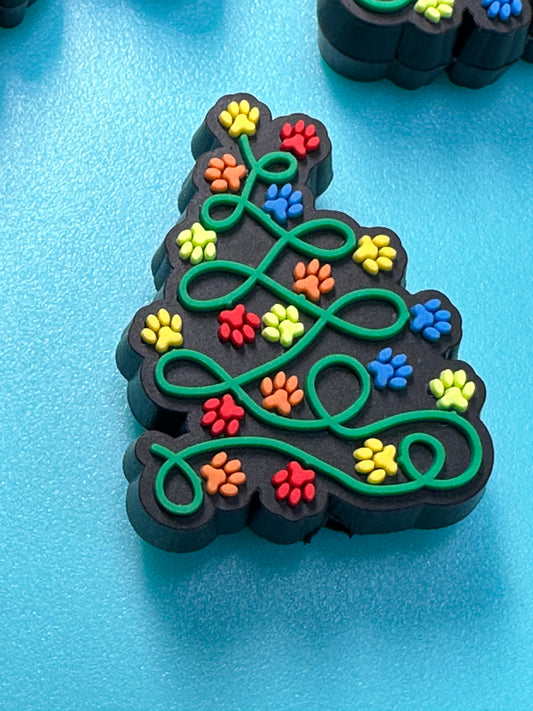 Christmas Focal Bead/ beadable pen/ Silicone bead/ keychain bead/ tree/ dog paw/ dog/ puppy