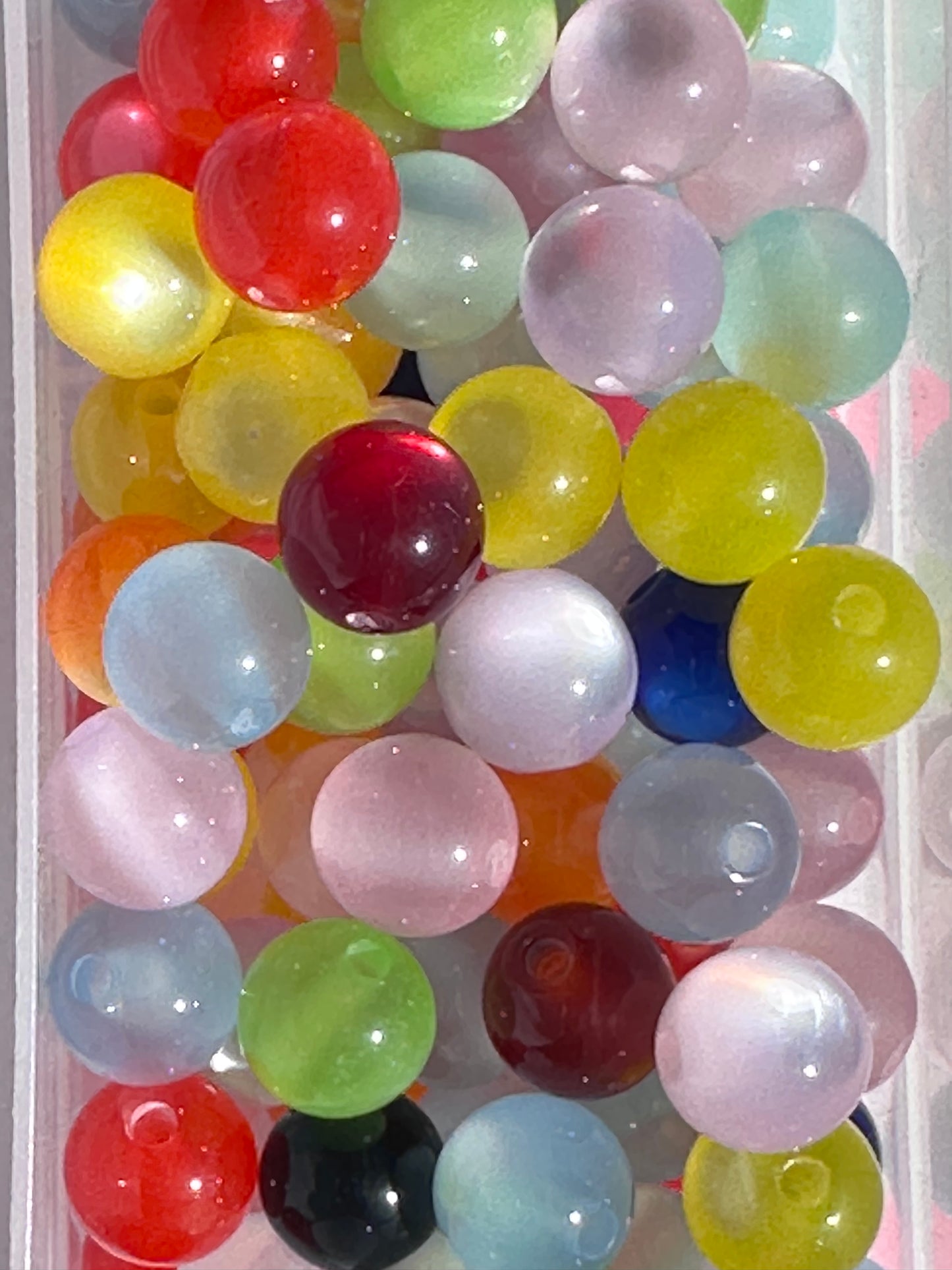 10mm Cat Eye Acrylic Beads – Assorted Colors | Sets of 10, 25, 50. Perfect for jewelry DIY
