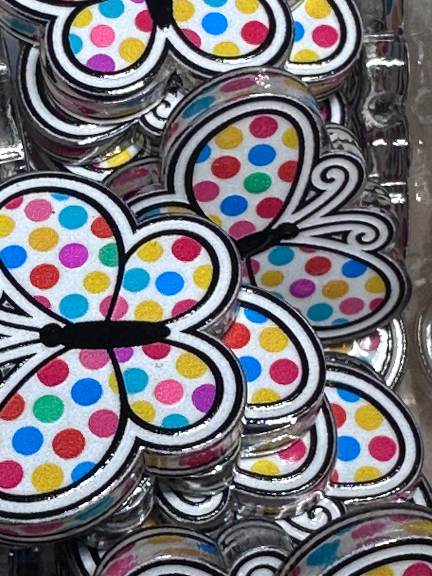 Polka Dot butterfly acrylic focal bead- set of 2/ focal bead/ pen beading / keychain bead/ GREERandCOMPANY DESIGN