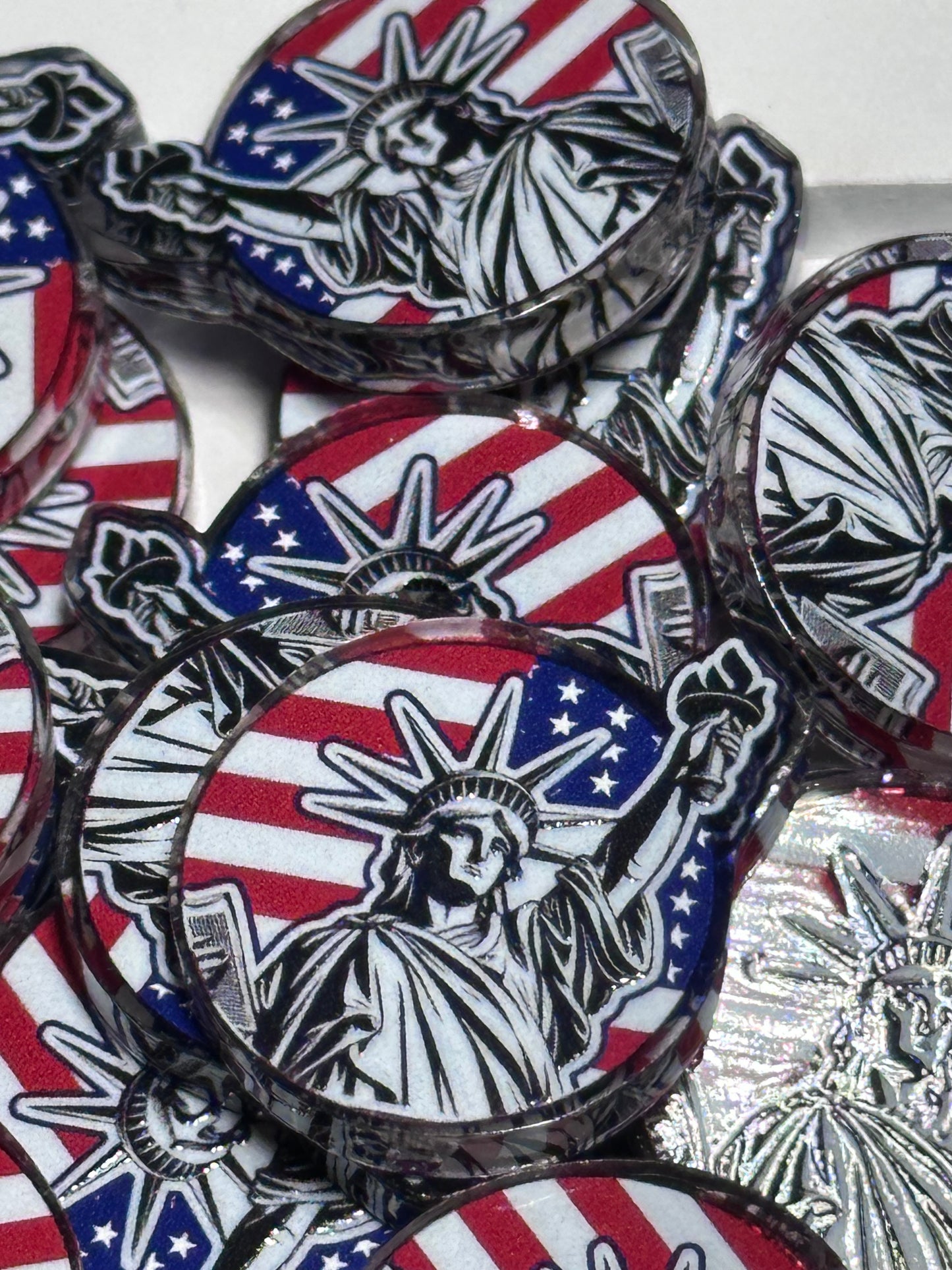 USA Patriotic acrylic focal bead- set of 2/ focal bead/ pen beading / keychain bead/Statue of Liberty