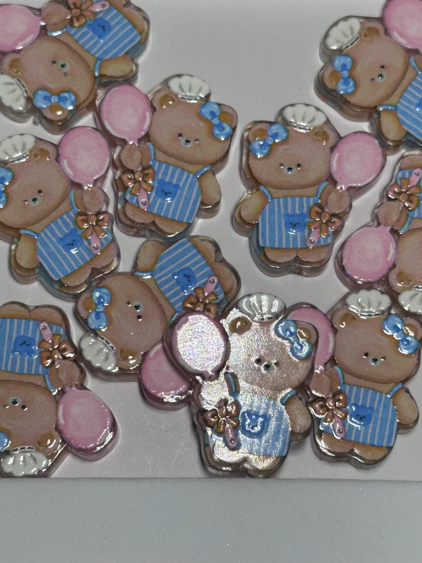 Teddy Bear acrylic focal bead- set of 2/ focal bead/ pen beading / keychain bead/