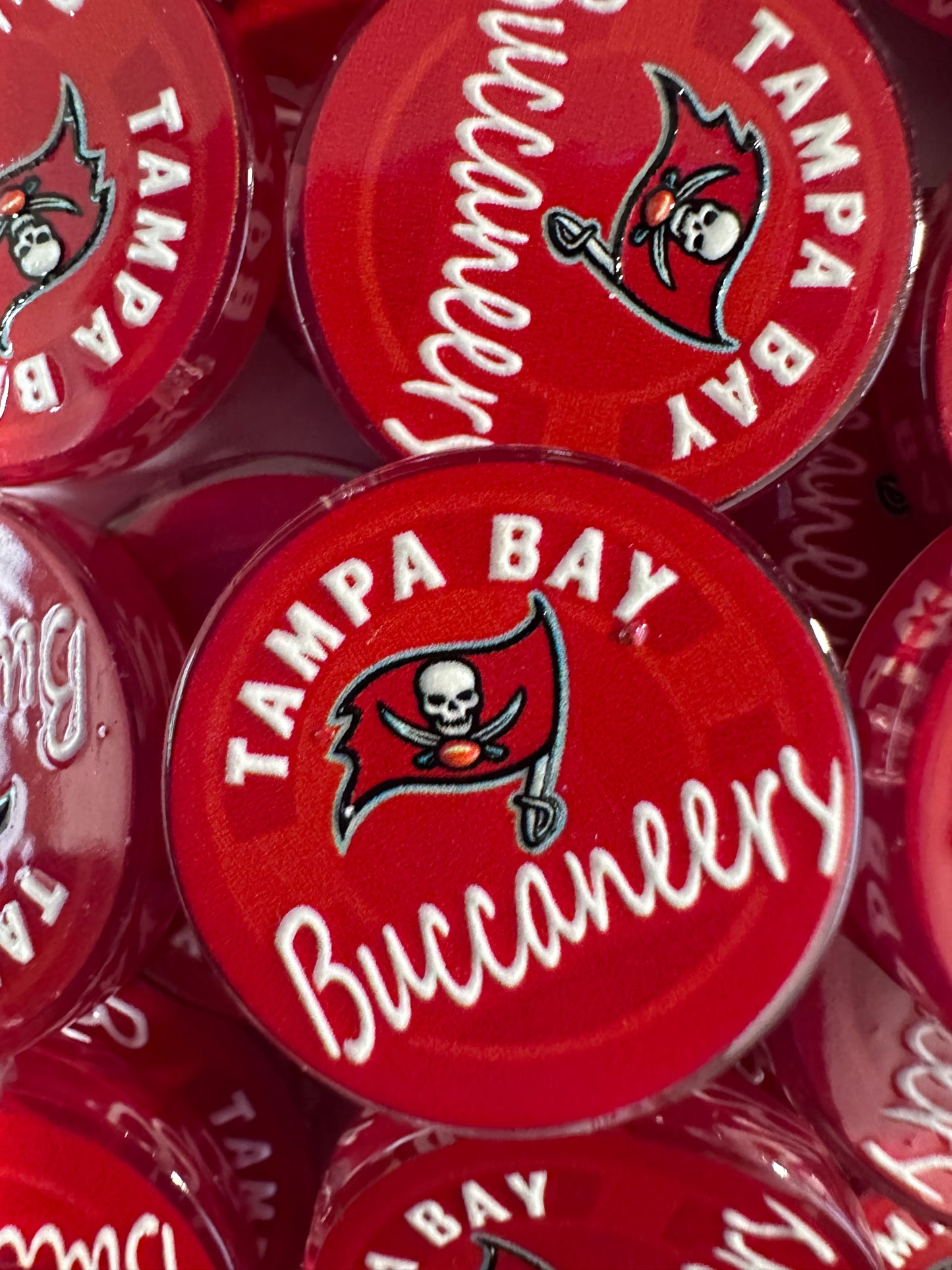 NEW Tampa Bay Buccaneers acrylic focal bead- set of 2/ focal bead/ pen beading / keychain bead /football