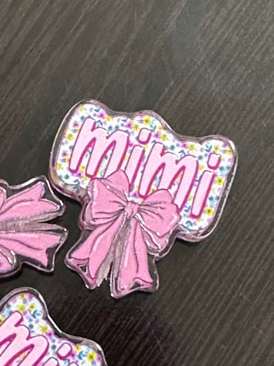 MIMI with bow acrylic focal bead- set of 2/ focal bead/ pen beading / keychain bead