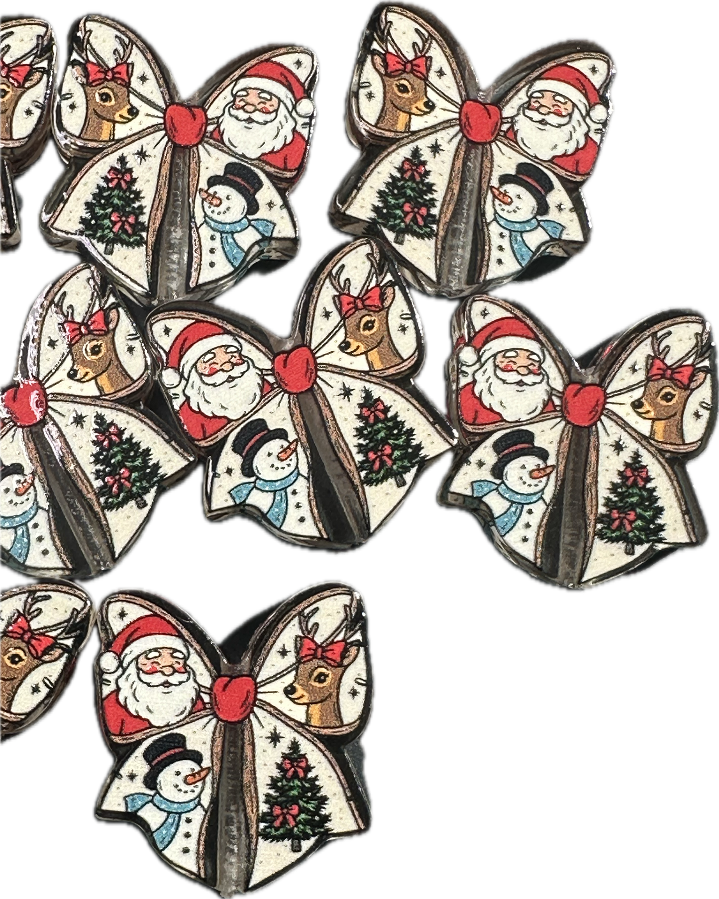 Christmas bow acrylic focal bead- set of 2/ focal bead/ pen beading / keychain bead / jewelry DIY