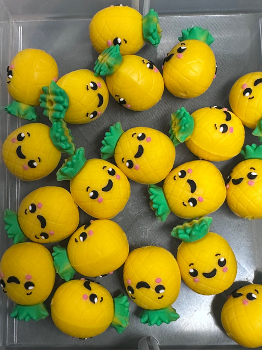 3D Yellow Pineapple silicone focal bead/fruit focal bead