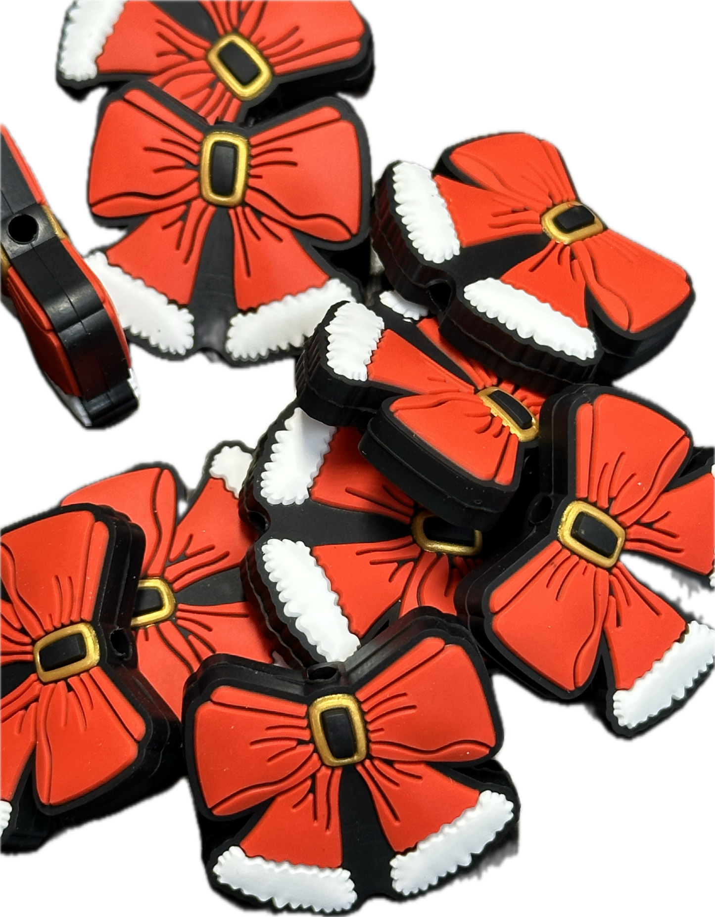 Christmas bow focal bead/ Silicone  bead/ keychain bead/ Santa suit bow