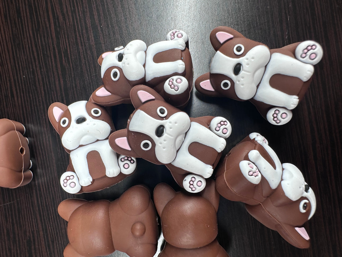 3D Boston Terrier Dog focal bead /silicone bead for beadable pens, rods, brushes, keychains