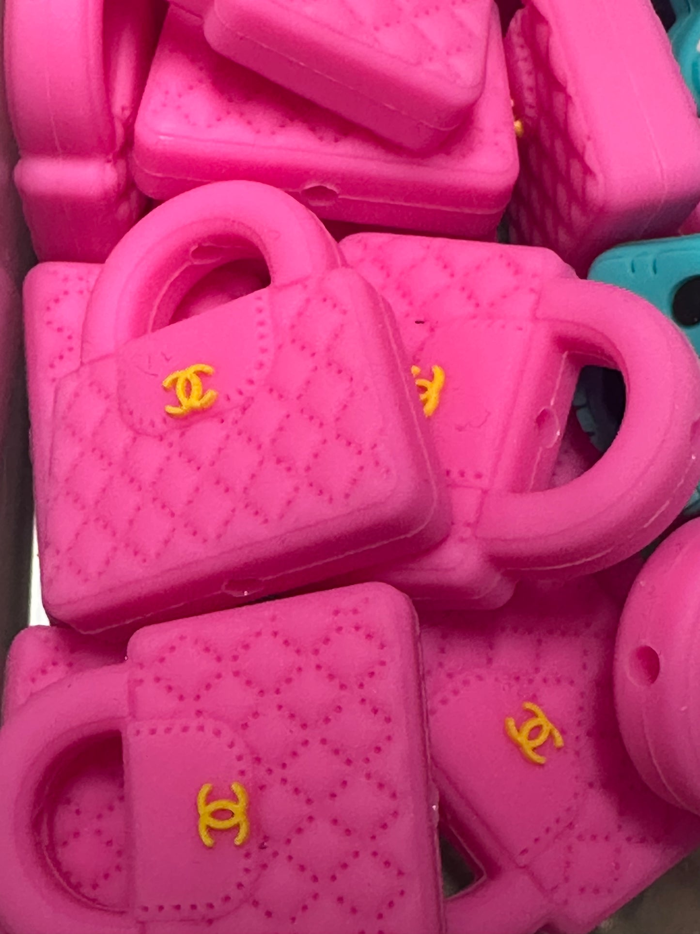 Pink Purse Handbag silicone bead/ focal bead /pen beading / keychain bead