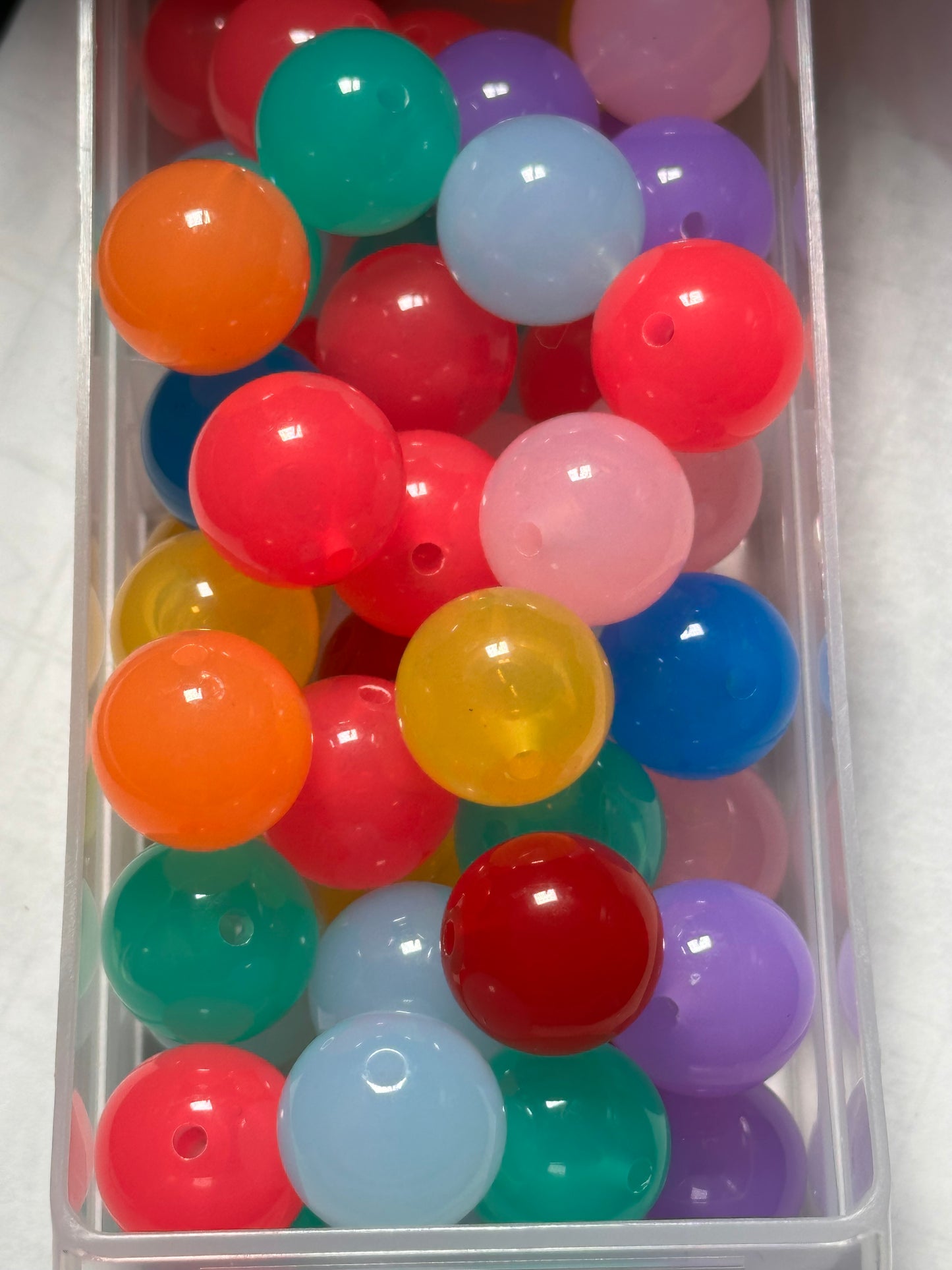 Bright jelly beads /assorted colors/ round shaped/beadable pen/ keychain bead/10 beads included/ 16mm