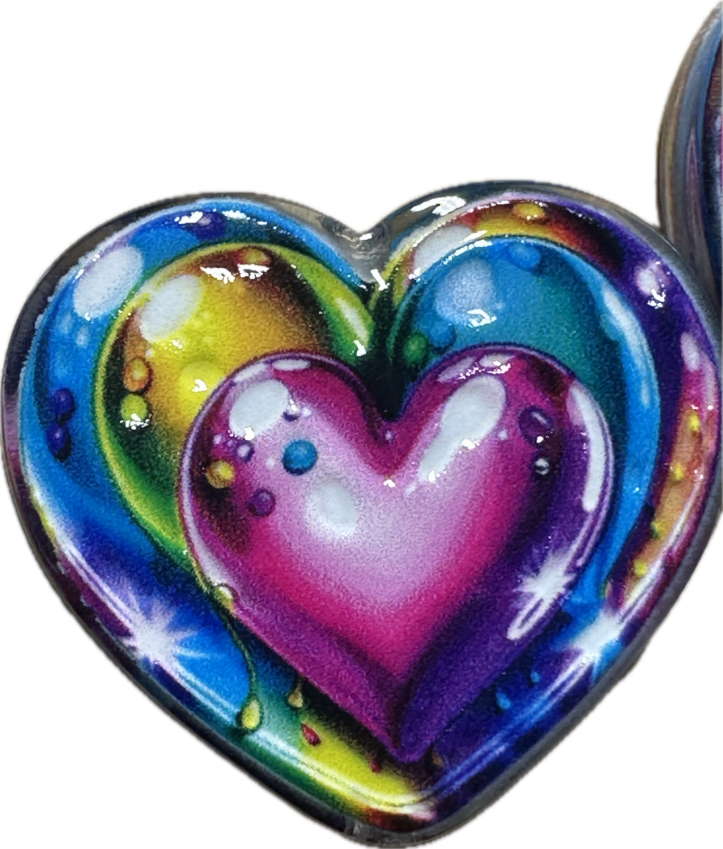 Colorful Heart acrylic focal bead- set of 2/ focal bead/ pen beading / keychain bead/