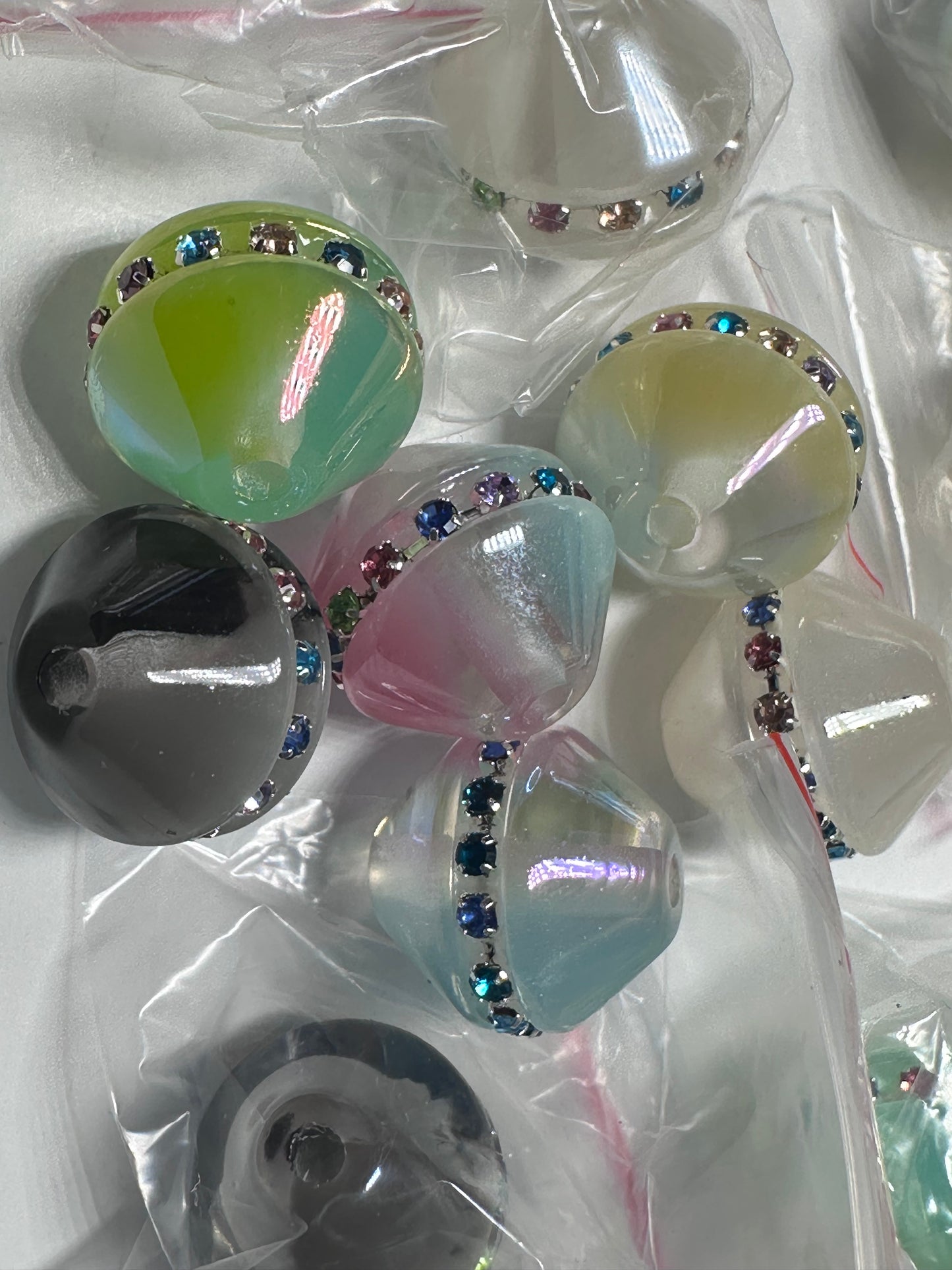 Rhinestone Trim Acrylic Cone Beads – Set of 5