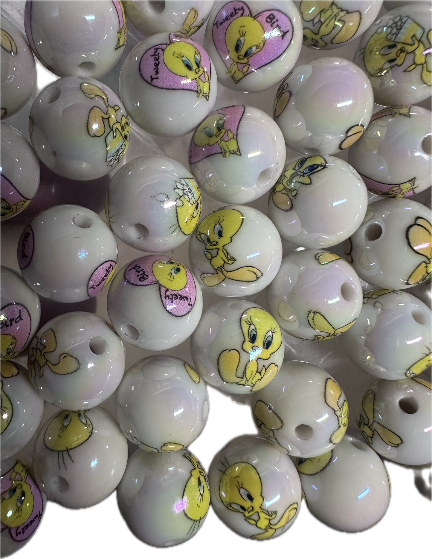 Yellow bird round beads/ Ten (10) included/16mm Bead/ beadable pen/ jewelry/ keychain/