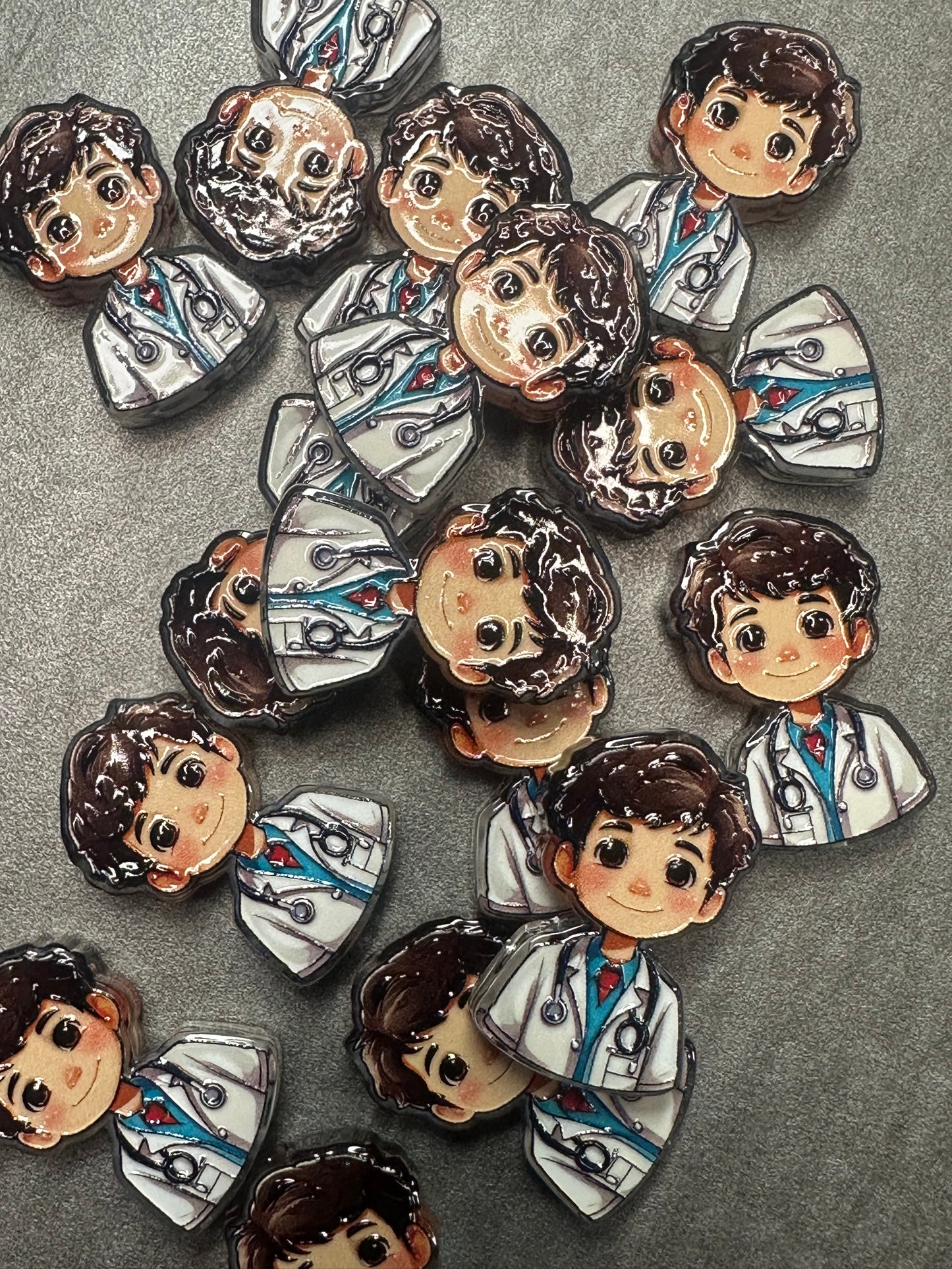 Doctor acrylic focal bead- set of 2/ focal bead/ pen beading / keychain bead/