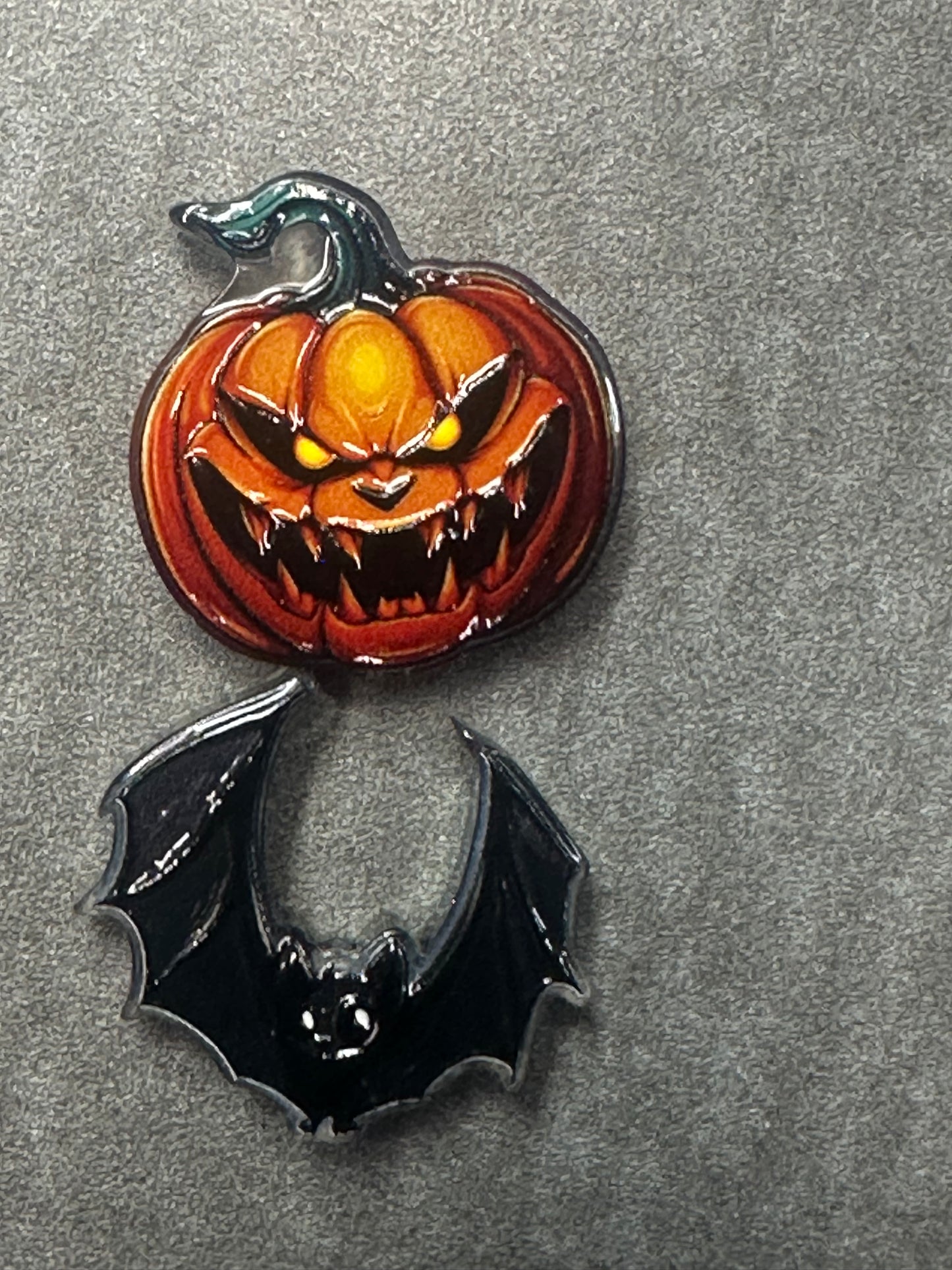 Halloween acrylic focal bead- set of 2 different focals included/ focal bead/ pen beading / keychain bead/ pumpkin-bat