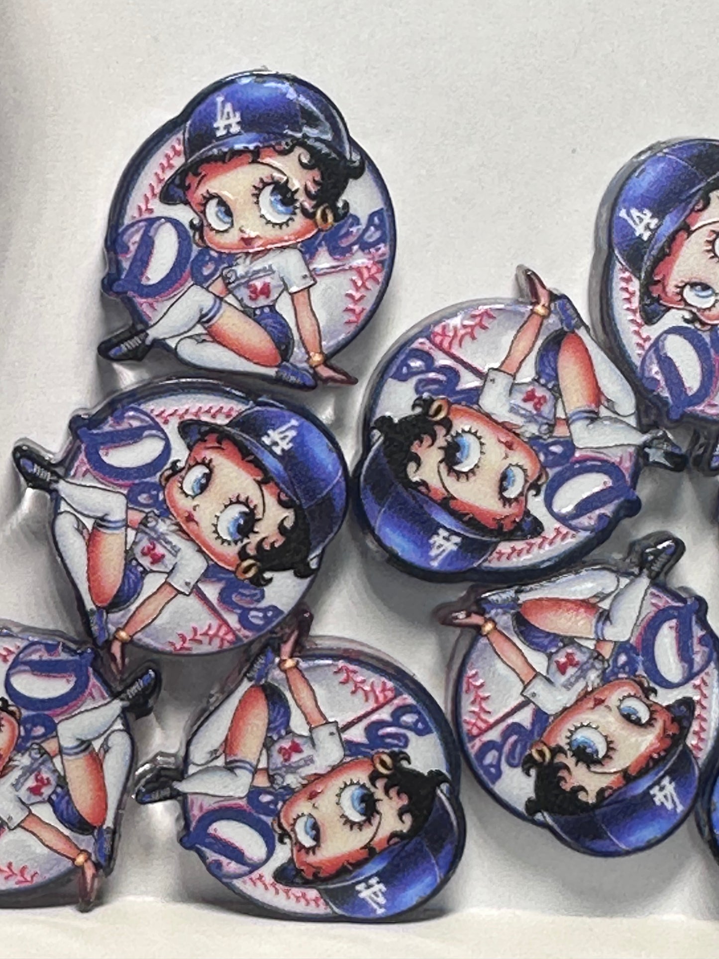 Baseball player girl acrylic focal bead- set of 2/ focal bead/ pen beading / keychain bead/Los Angeles