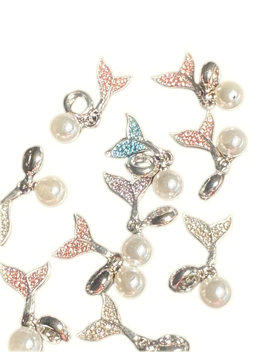 Fancy mermaid spacer dangling rhinestone beads/Five beads included/fancy Beads/ beadable pen/ keychain bead/