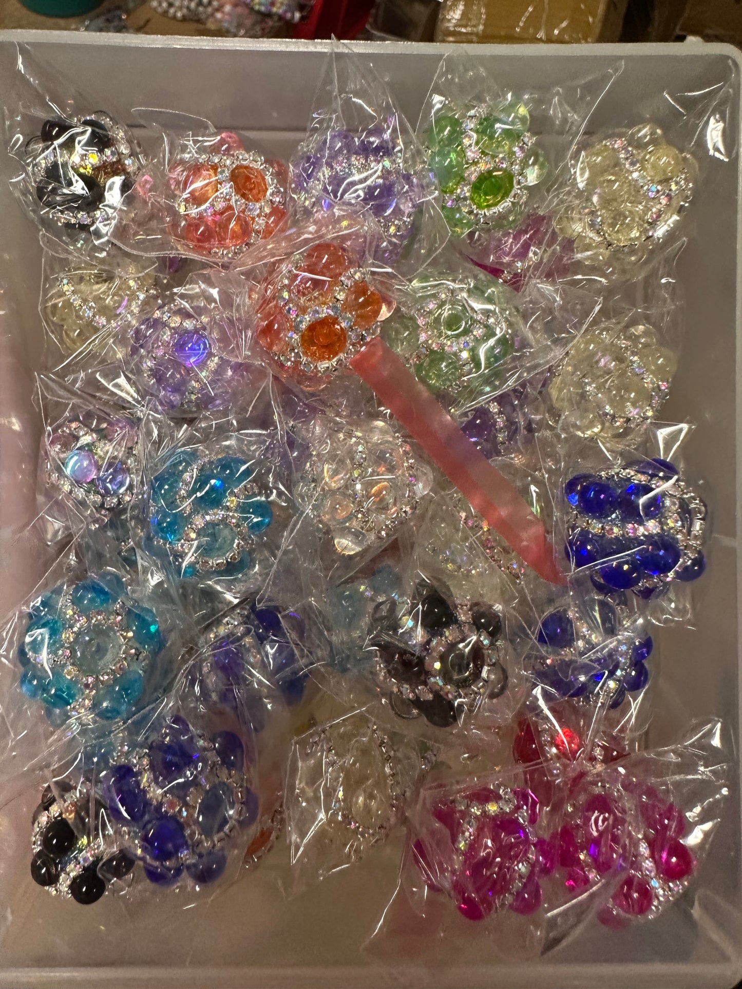 Handmade Rhinestone Accent Bead – Various Colors / elegant handcrafted beads/ pen bead/ bag charm bead