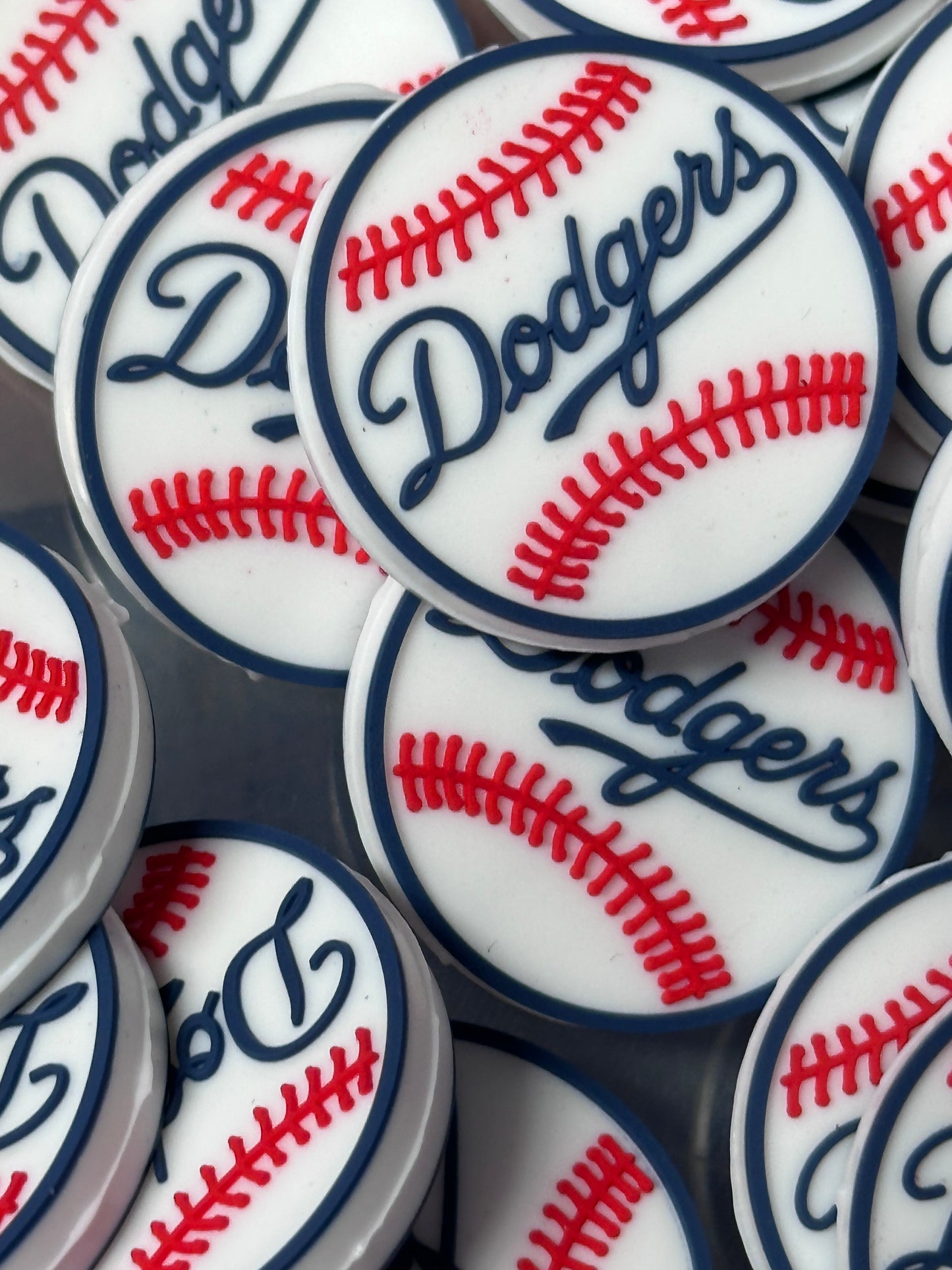 Baseball shaped silicone focal bead/ #4