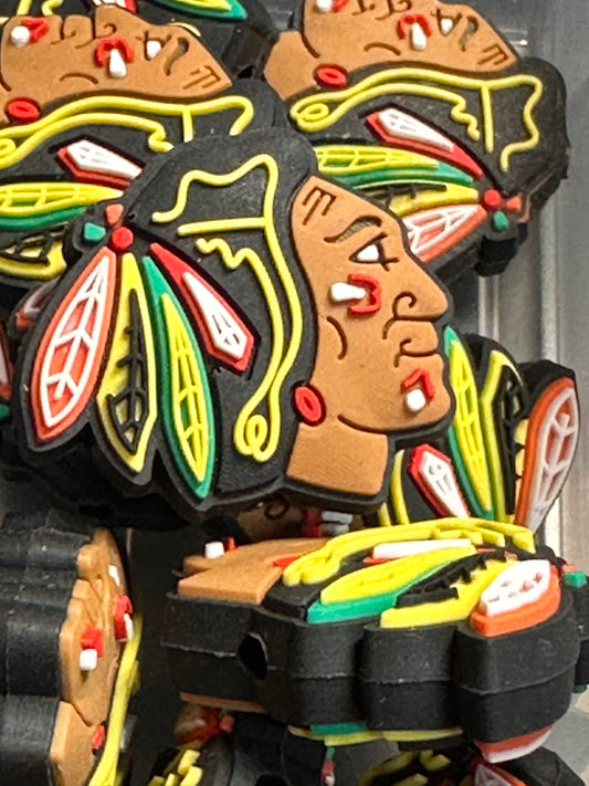 NEW Chicago Blackhawks focal bead / silicone focal/ ice hockey team