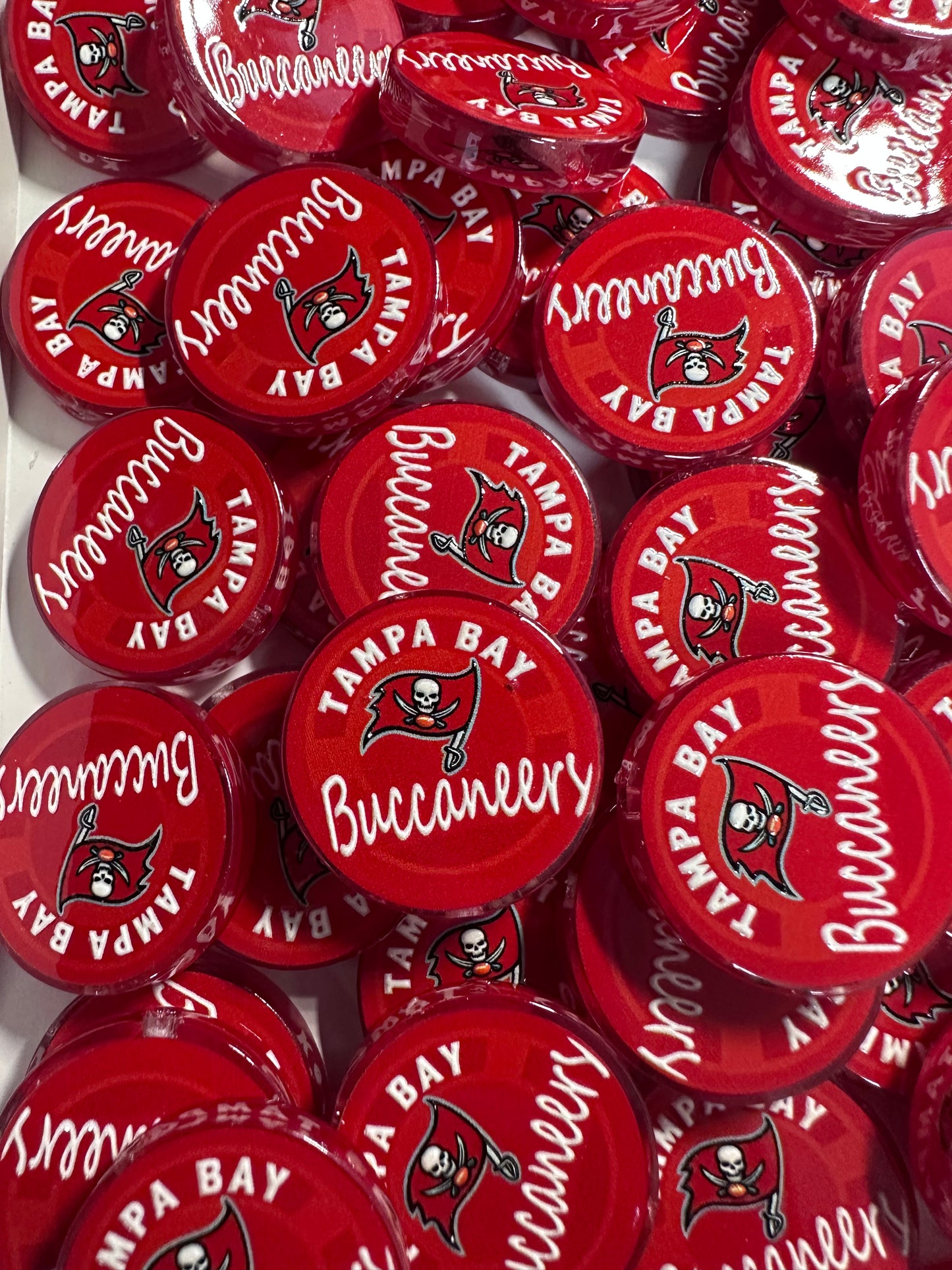 NEW Tampa Bay Buccaneers acrylic focal bead- set of 2/ focal bead/ pen beading / keychain bead /football