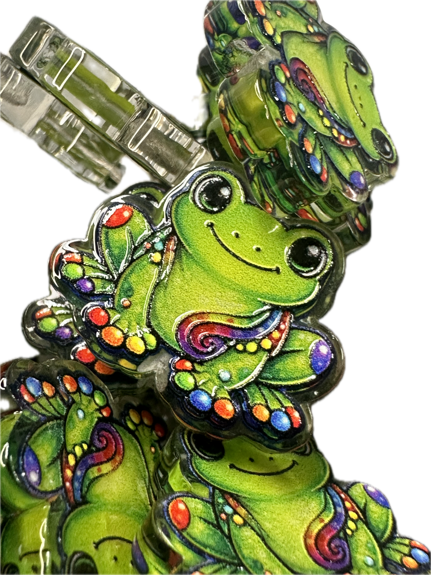 Colorful frog acrylic focal bead- set of 2/ focal bead/ pen beading / keychain bead/