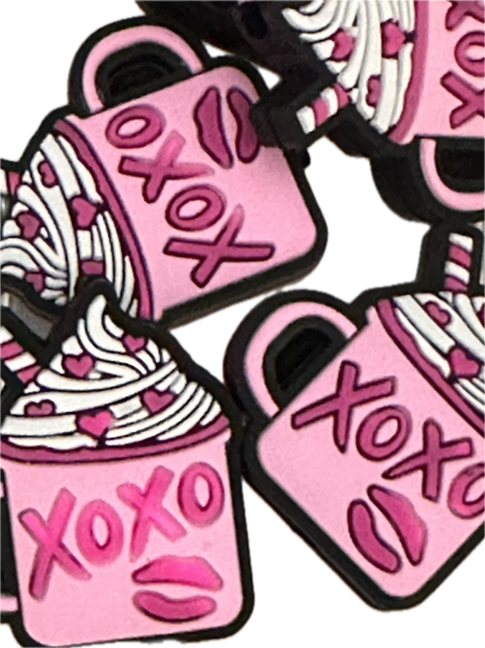 Hot chocolate Focal Bead/ beadable pen/ Silicone  bead/ keychain bead/Valentines Day/XO