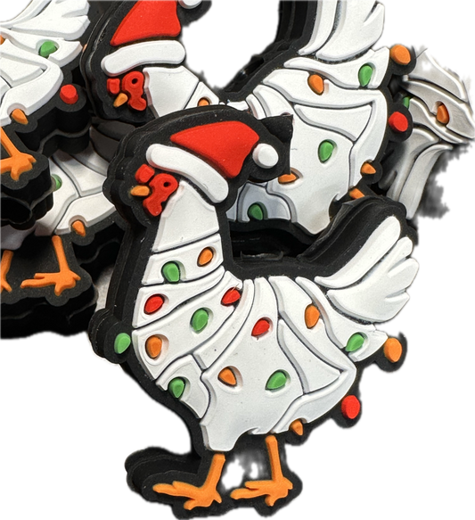 Christmas Chicken Focal Bead / silicone focal bead/pen  bead/ rooster/ Christmas lights