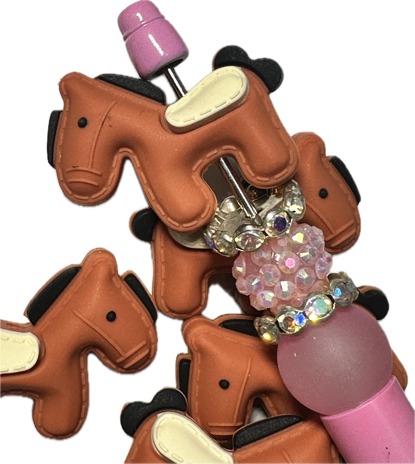 3D Horse/ Focal Bead/ beadable pen/ Silicone  bead/ keychain bead/horseback