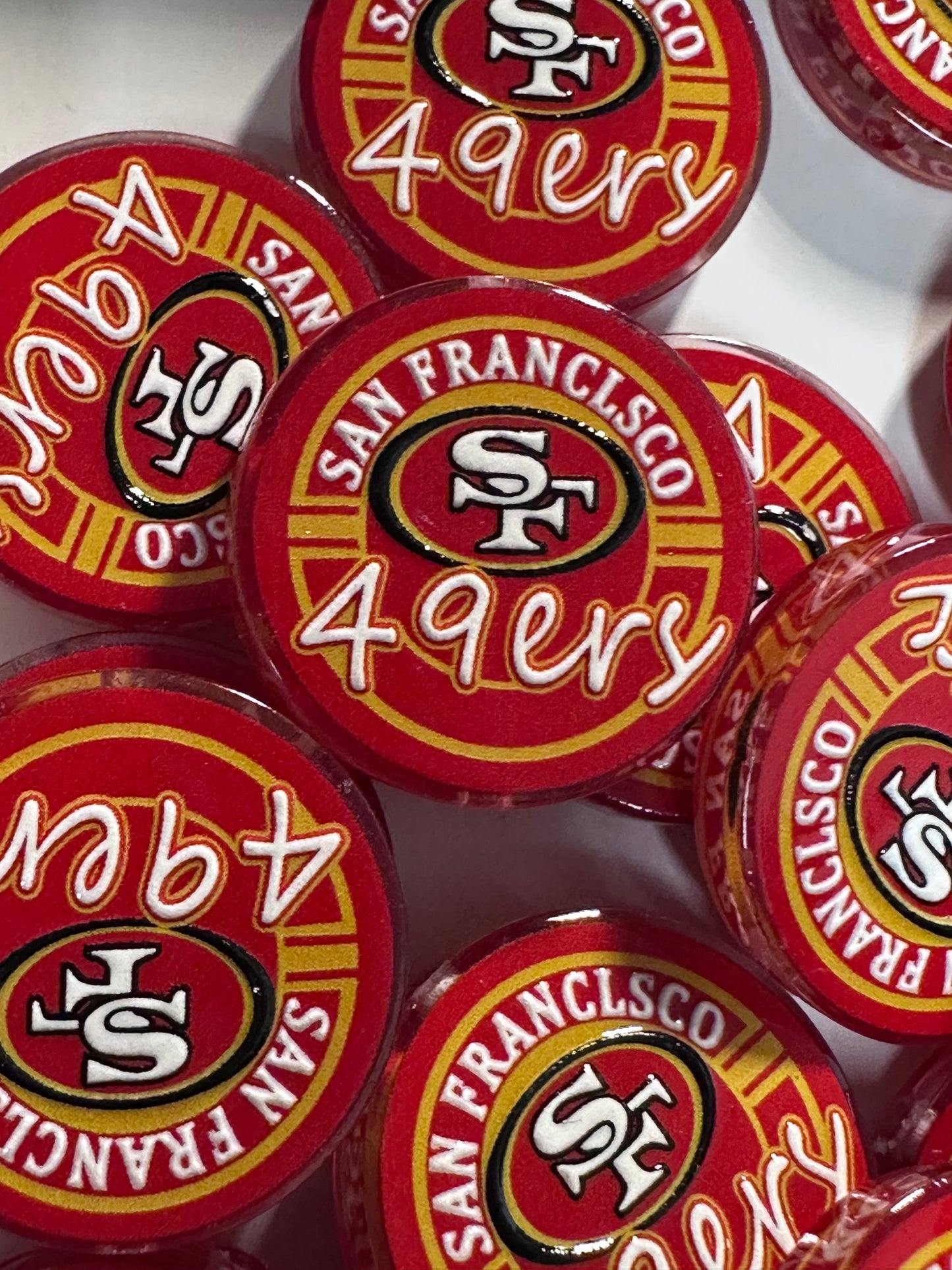 NEW San Francisco 49ers acrylic focal bead- set of 2/ focal bead/ pen beading / keychain bead /football