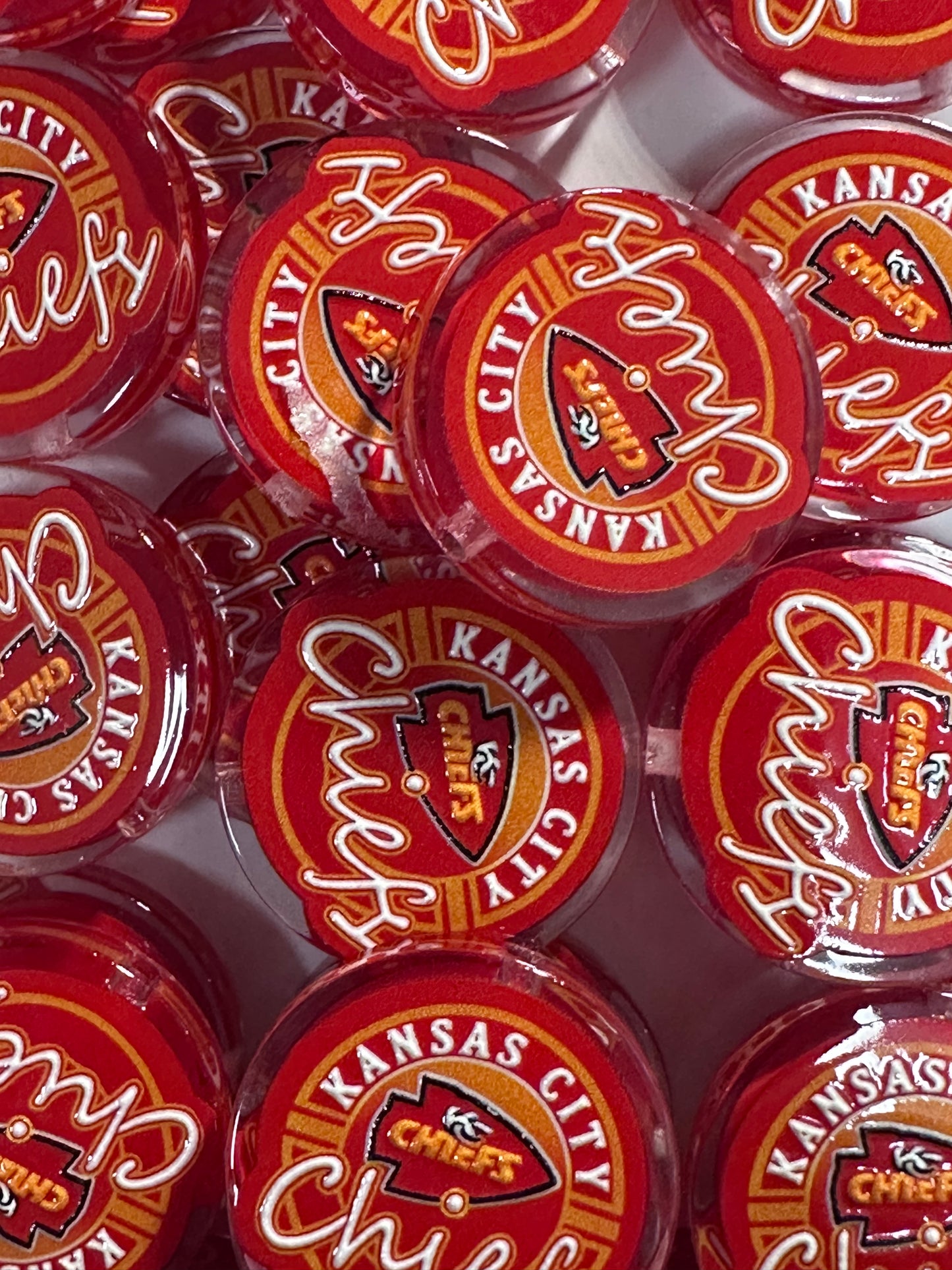 NEW red acrylic focal bead- set of 2/ focal bead/ pen beading / keychain bead /football