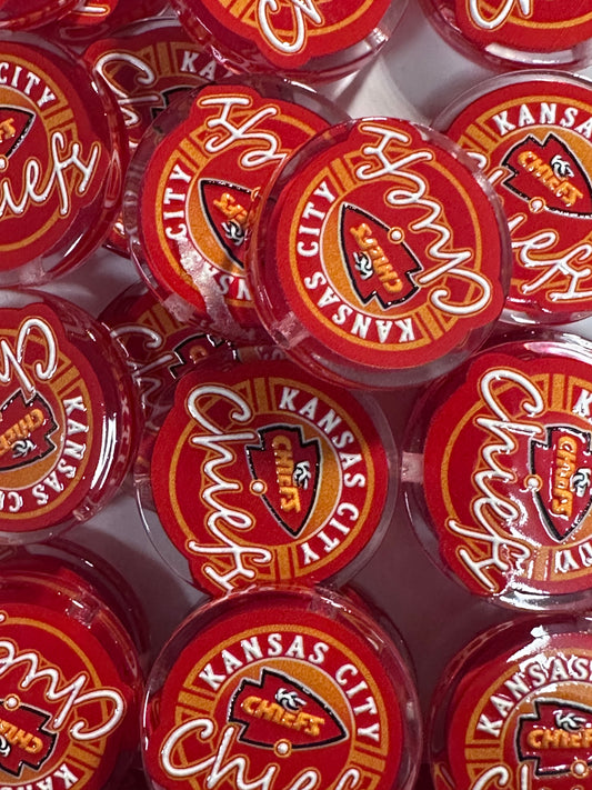 NEW red acrylic focal bead- set of 2/ focal bead/ pen beading / keychain bead /football