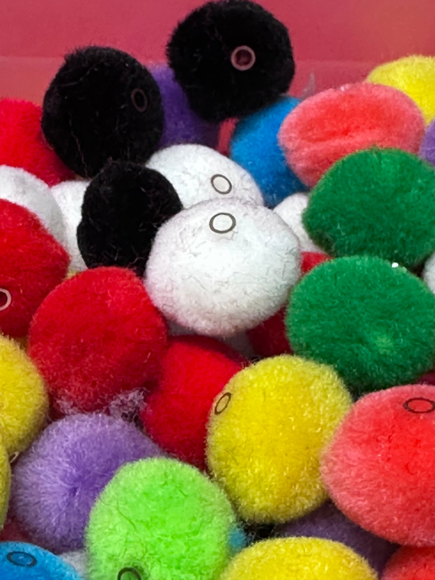 Pom Pom Beads/ beadable pen/ furry  bead/ multicolored / keychain bead/ puffy bead/ fur ball/ ten (10) Pom poms