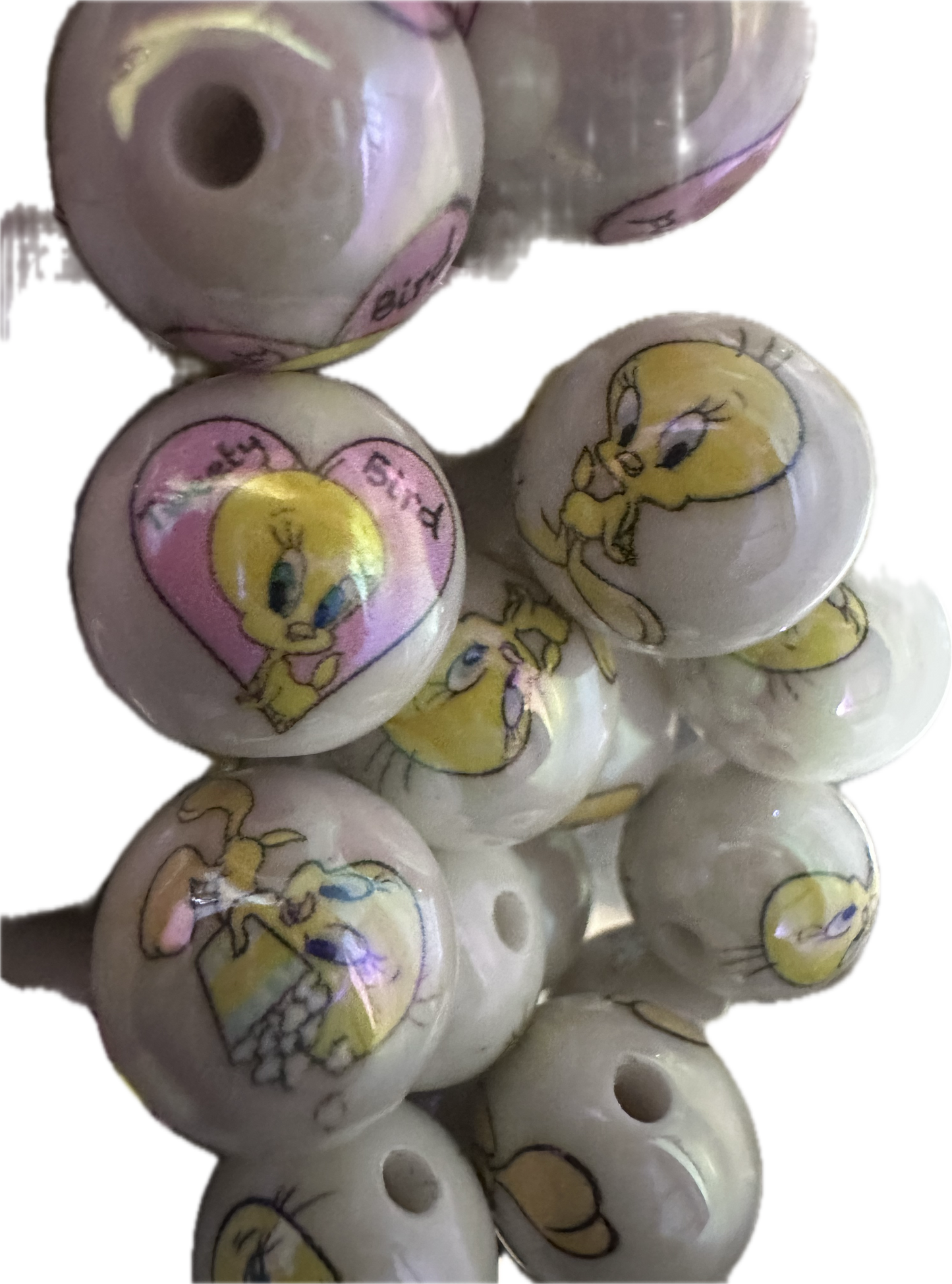 Yellow bird round beads/ Ten (10) included/16mm Bead/ beadable pen/ jewelry/ keychain/