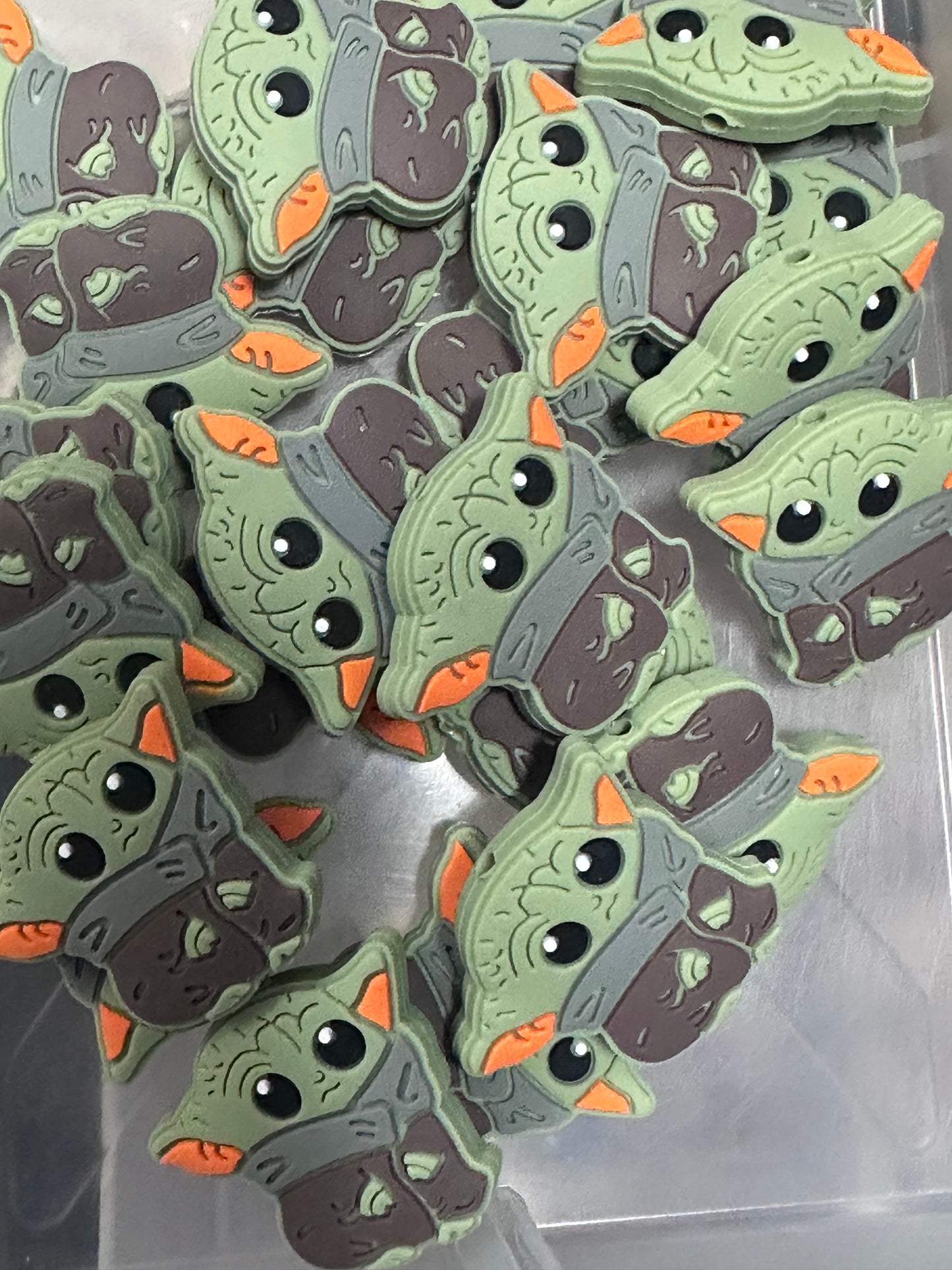 Baby green guy focal bead/star guy/ silicone focal bead/beadable pen bead