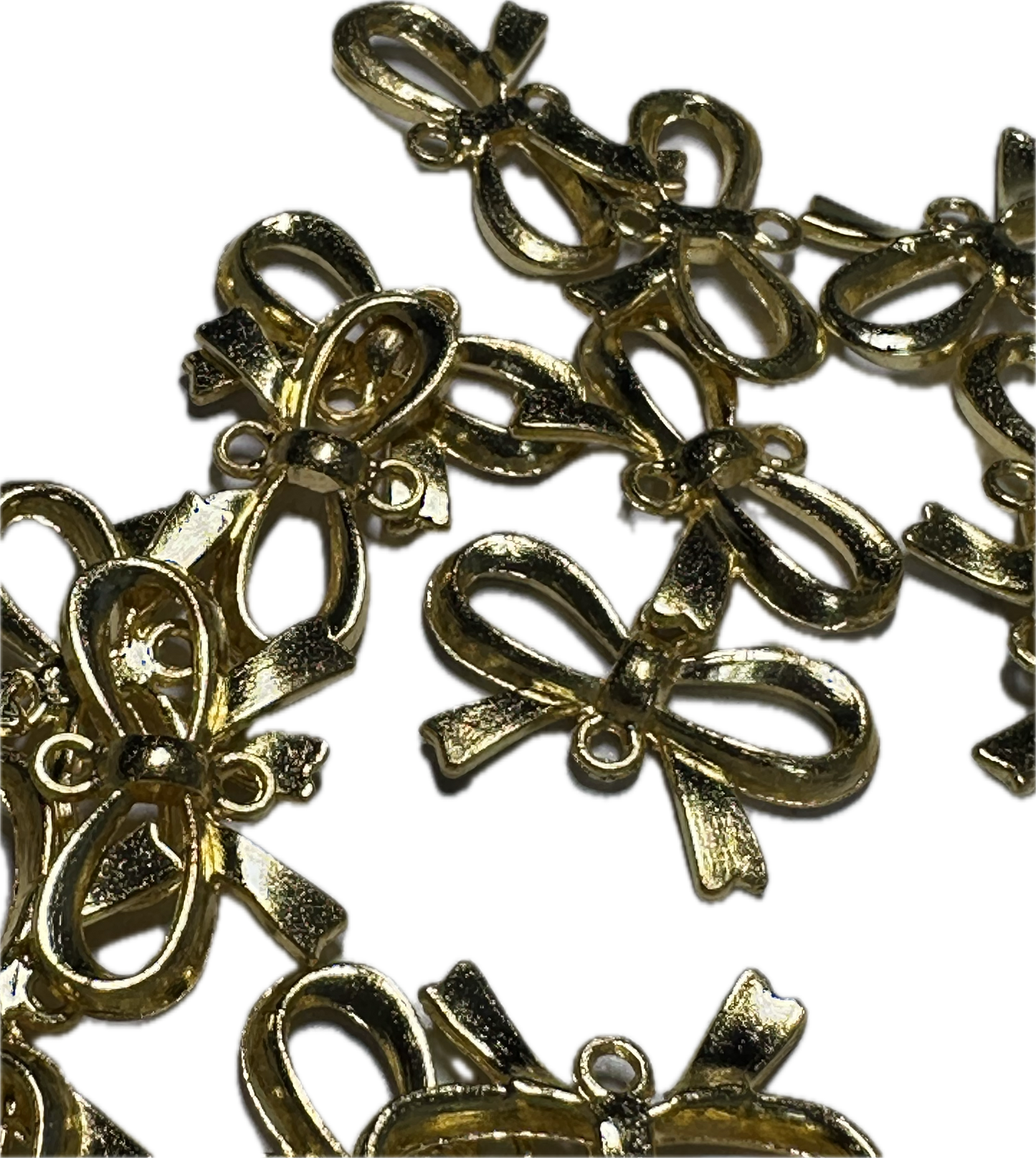 Gold bow with bottom loop for dangles metal charms/ DIY charm bracelet/ DIY necklace/