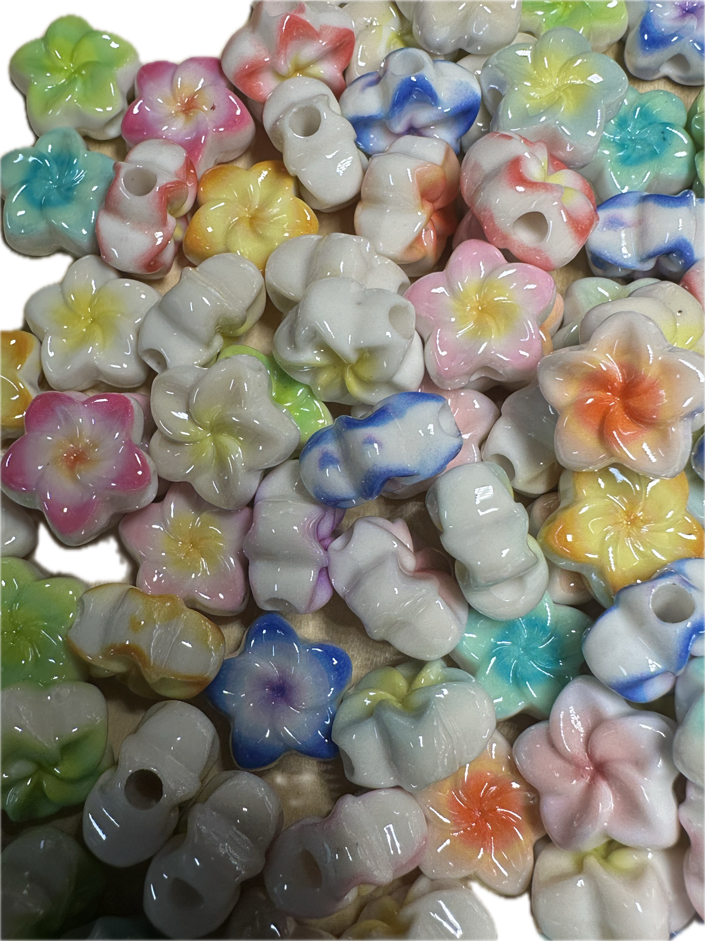 Flower shaped acrylic beads- set of 10 or 20