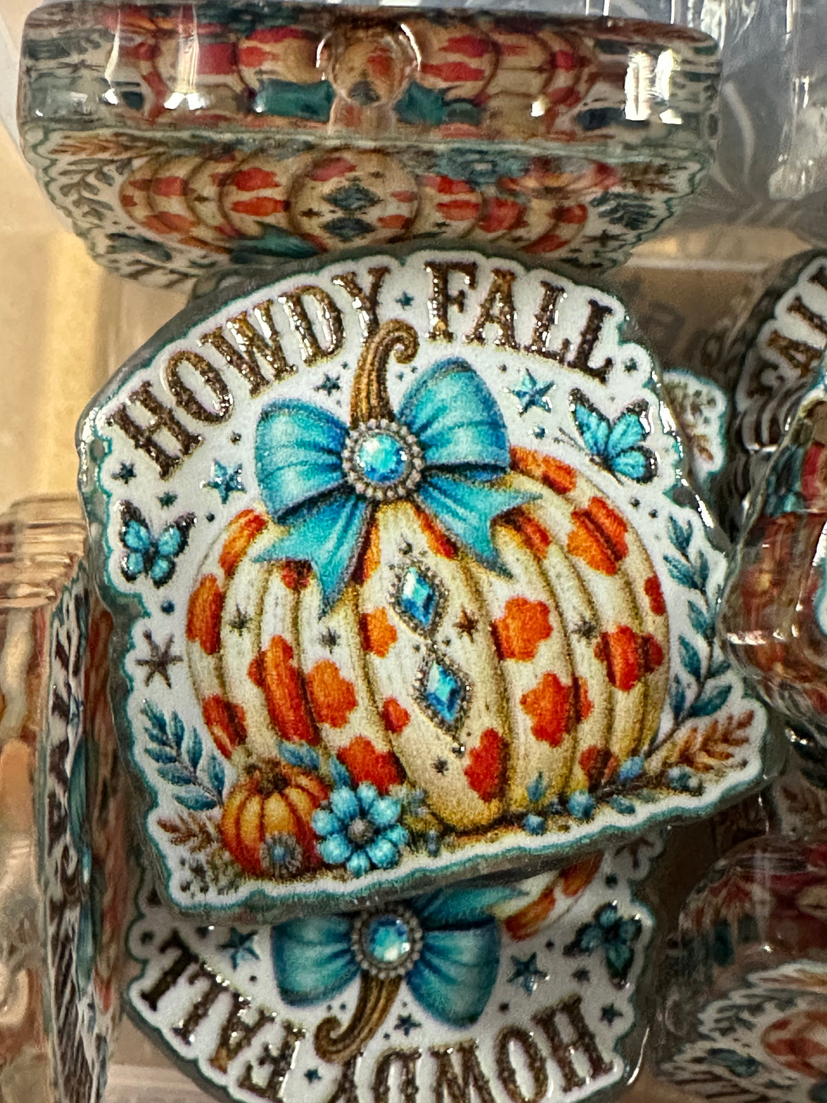 Fall pumpkin acrylic focal bead- set of 2/ focal bead/ pen beading / keychain bead/