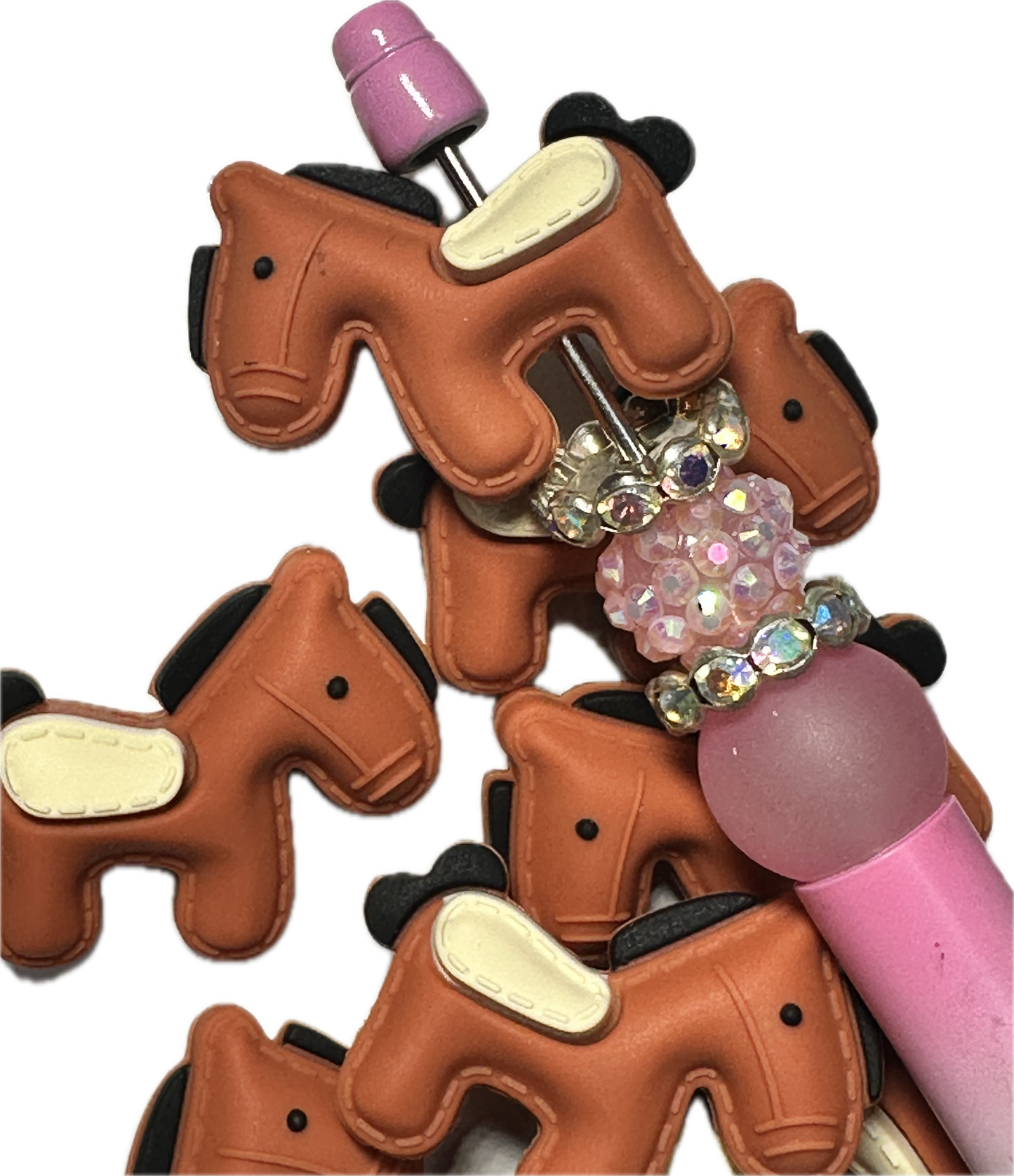 3D Horse/ Focal Bead/ beadable pen/ Silicone  bead/ keychain bead/horseback