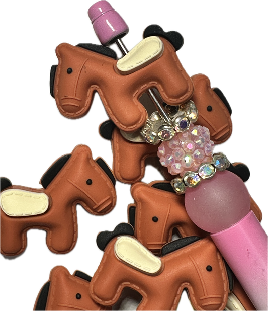 3D Horse/ Focal Bead/ beadable pen/ Silicone  bead/ keychain bead/horseback