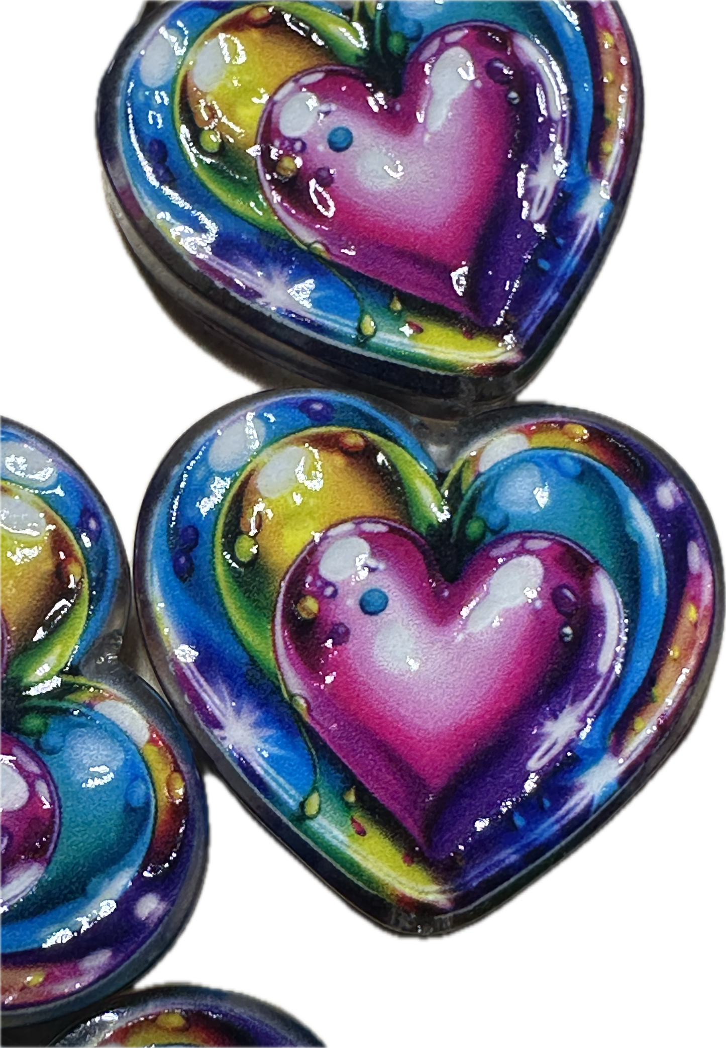 Colorful Heart acrylic focal bead- set of 2/ focal bead/ pen beading / keychain bead/