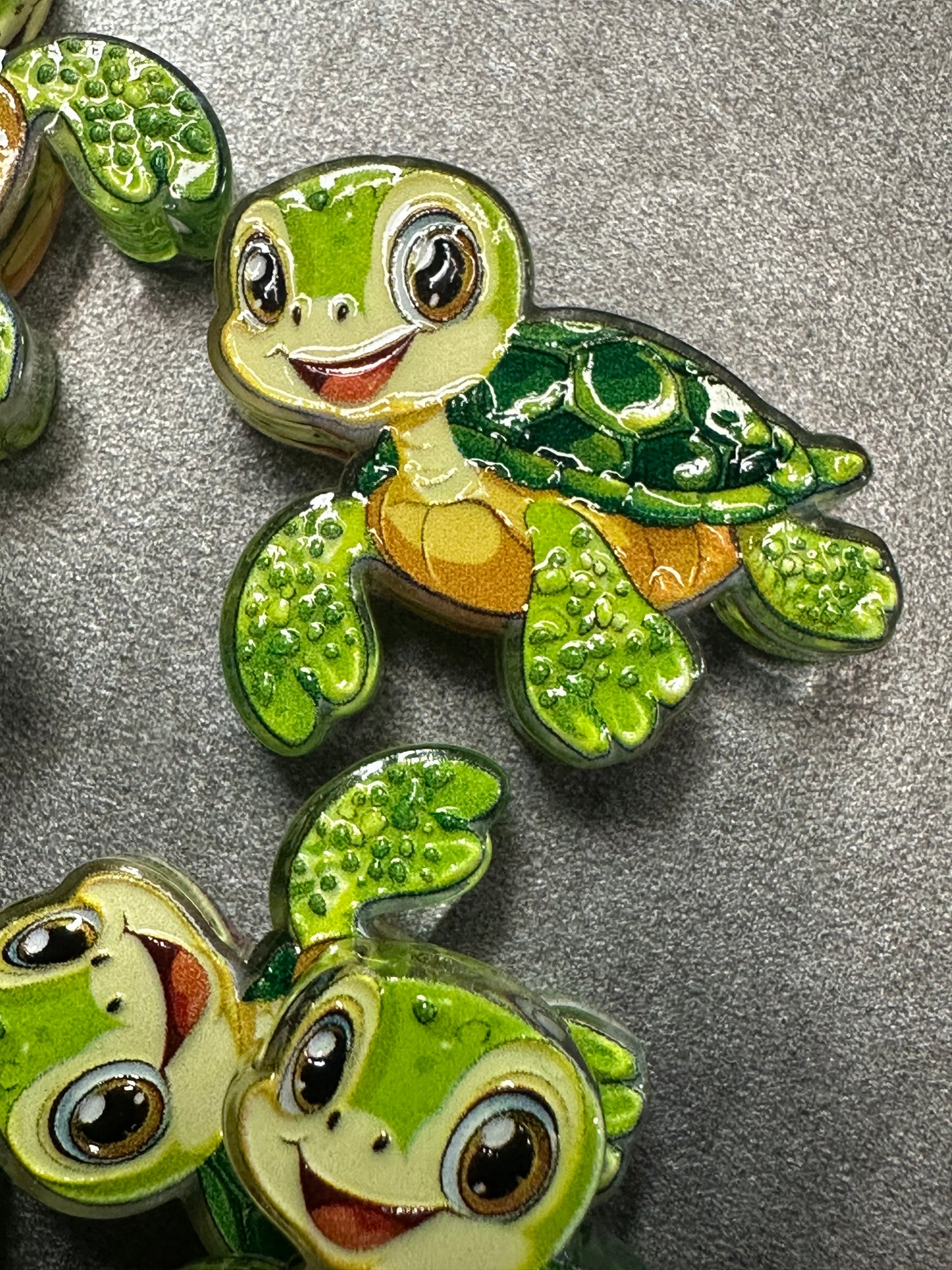 Sea Turtle acrylic focal bead- set of 2/ focal bead/ pen beading / keychain bead/ ocean life - sea life