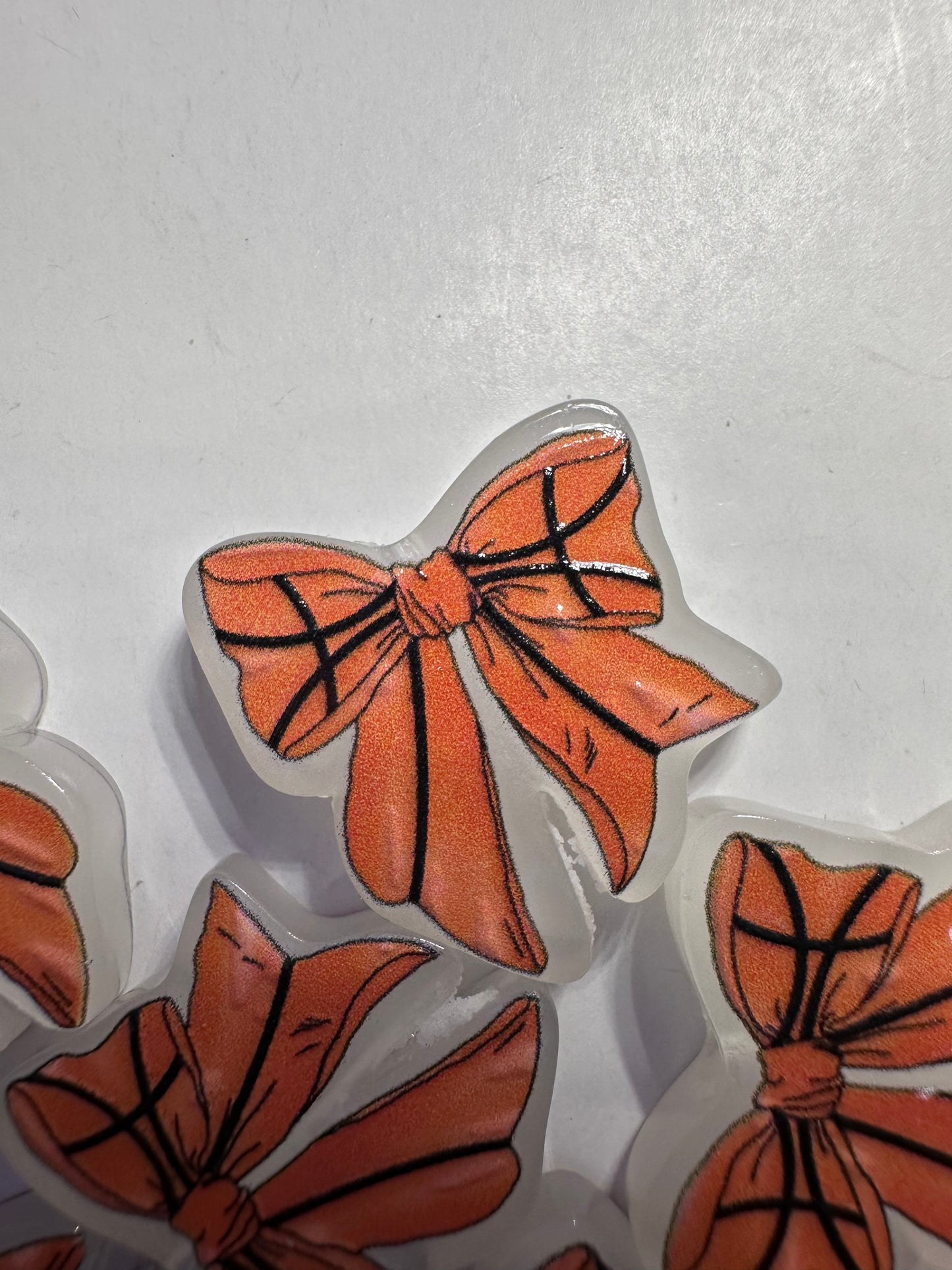 Basketball bow acrylic focal bead- set of 2/ focal bead/ pen beading / keychain bead