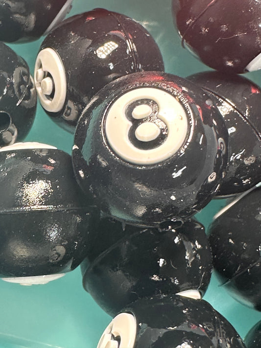 3D black eight 8 ball silicone focal bead/pool game/pool ball