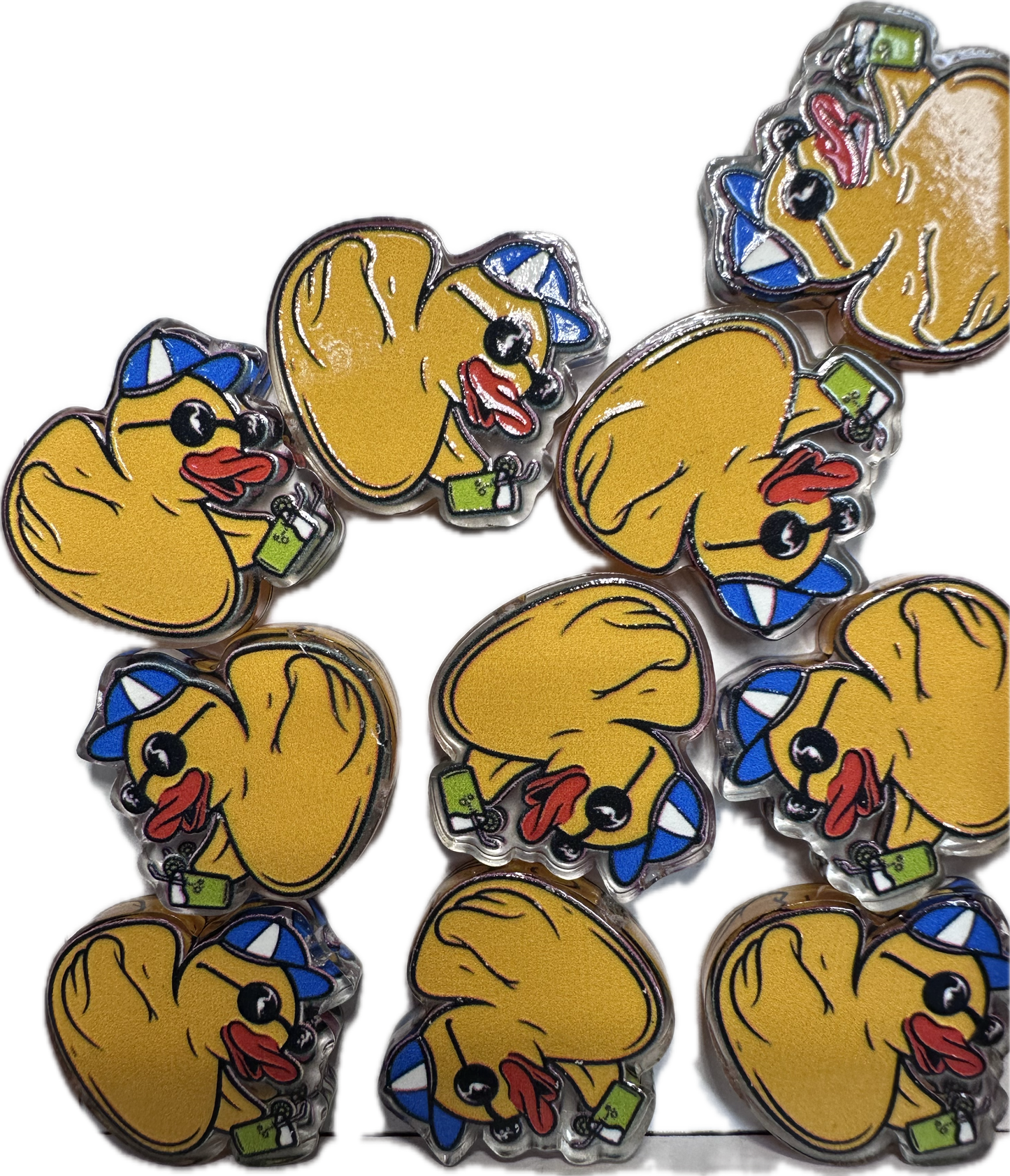 Yellow duck acrylic focal bead- set of 2/ focal bead/ pen beading / keychain bead/