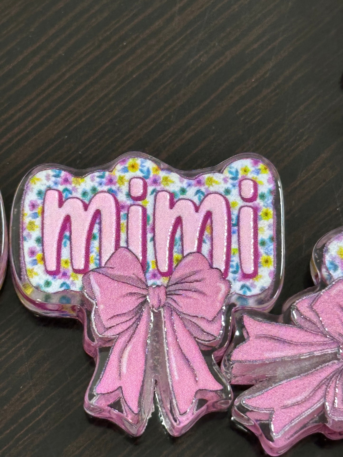 MIMI with bow acrylic focal bead- set of 2/ focal bead/ pen beading / keychain bead