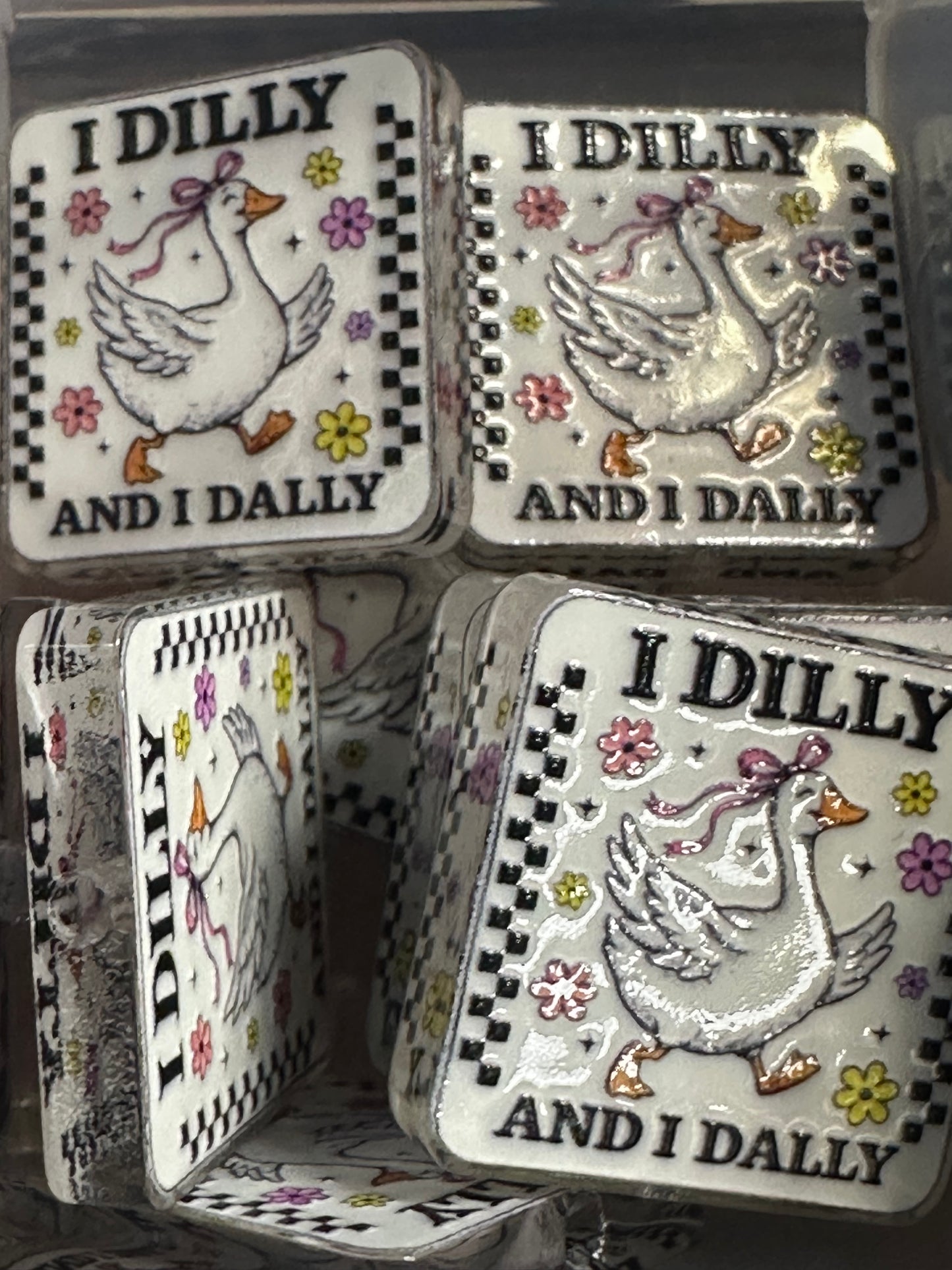 Dilly Dally acrylic focal bead- set of 2/ focal bead/ pen beading / keychain bead/ goose