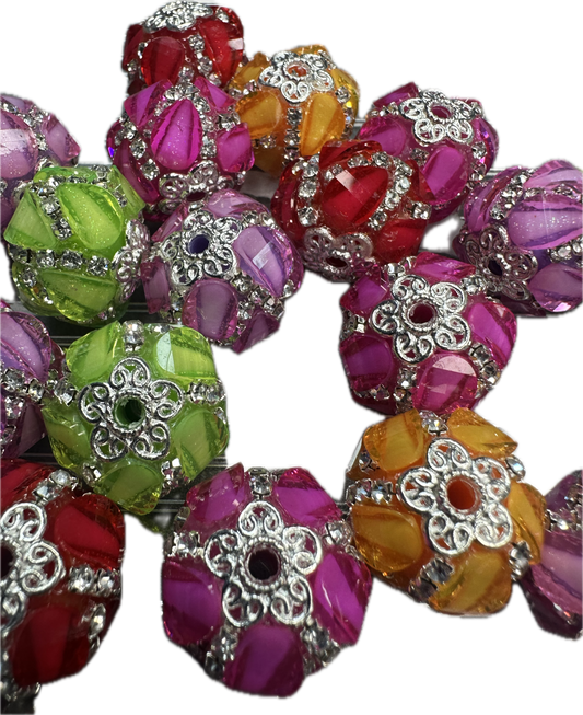 Neon Fancy Rhinestone Handmade Beads – Neon Beads for DIY Crafts (Set of 5) approx. 20mm