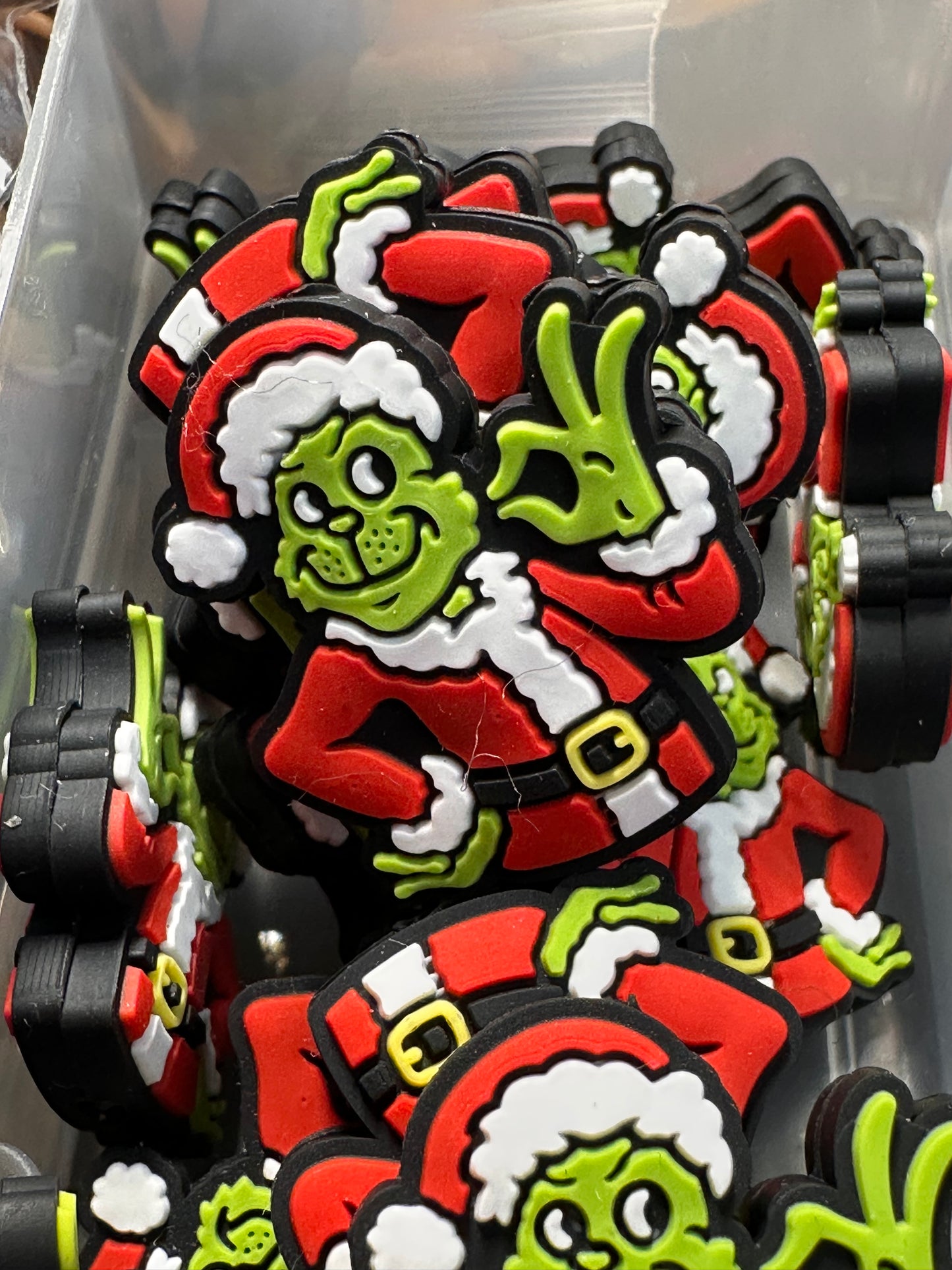 Christmas/ Focal Bead/ beadable pen/ Silicone  bead/ keychain bead/green guy/